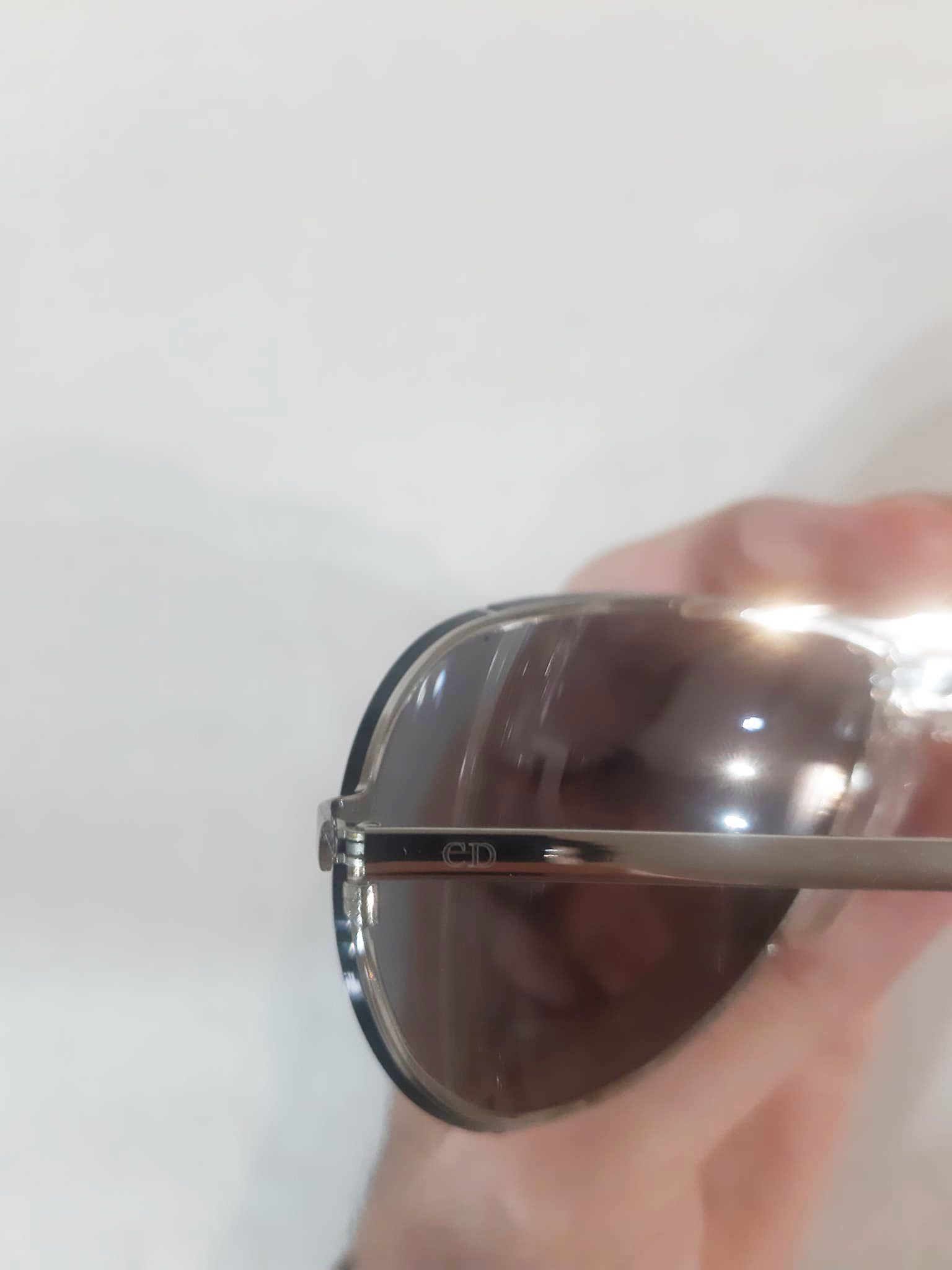 Dior × Hedi Slimane Dior Homme SS04 "Strip" Chrome Studded Aviator Sunglasses Size ONE SIZE - 6 Thumbnail
