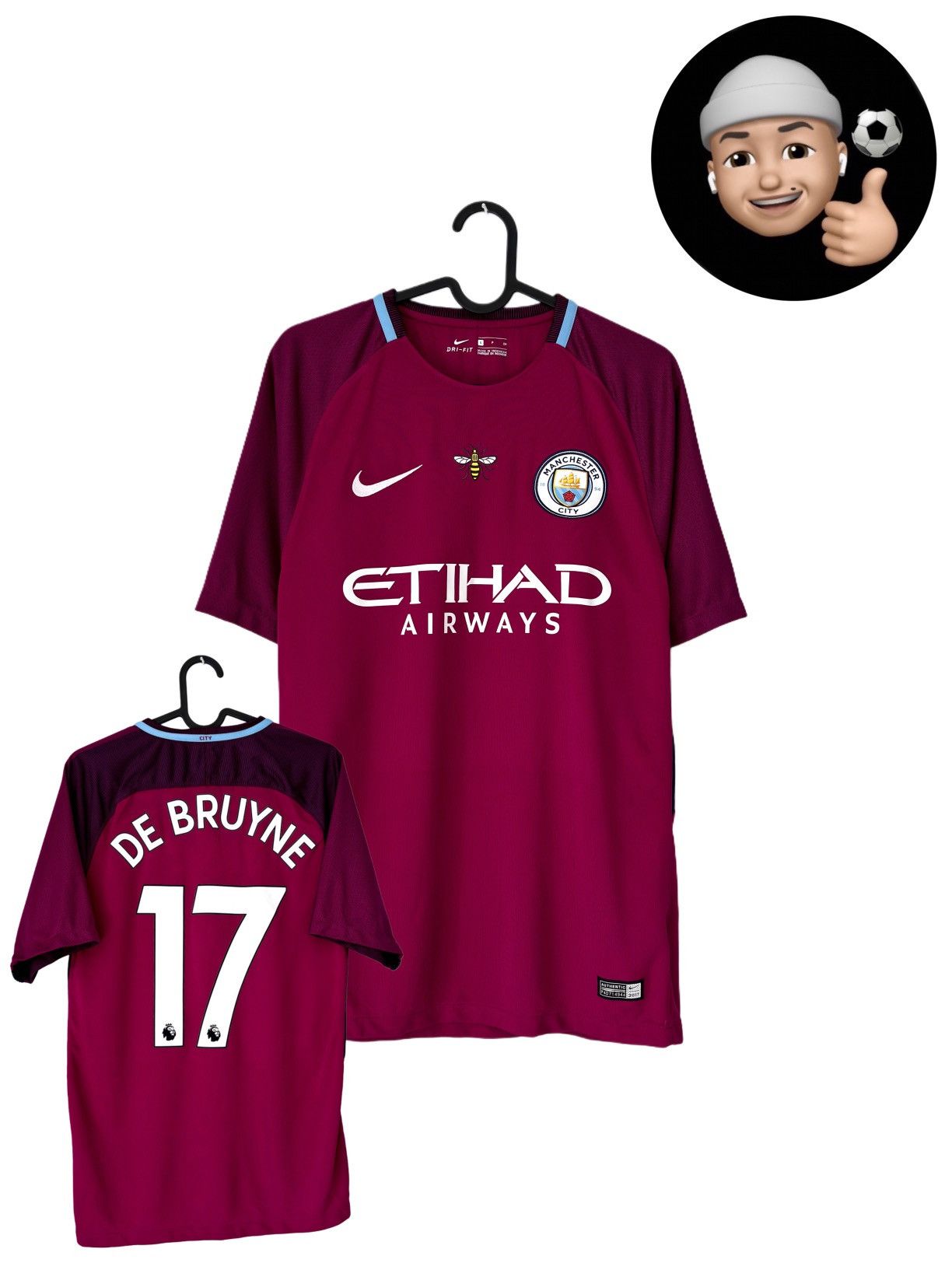 Nike 2017 2018 Manchester City Nike De Bruyne Soccer Jersey Away Size US S / EU 44-46 / 1 - 1 Thumbnail