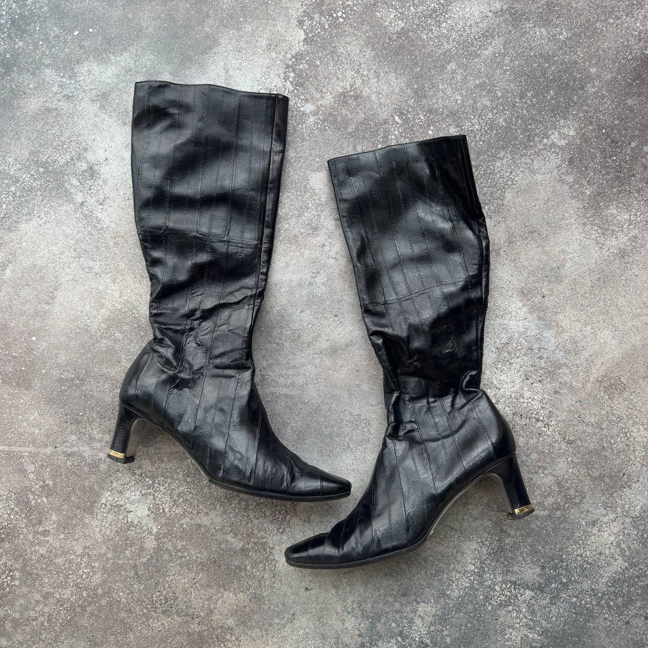 Dolce & Gabbana D&G Dolce & Gabbana Vintage Black Leather Knee High Boots Size US 11 / IT 41 - 3 Thumbnail