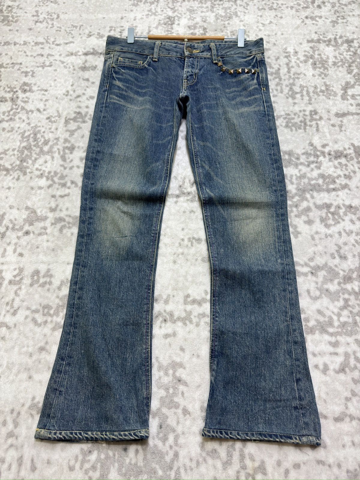 Hysteric Glamour SLY Y2K Low Rise Studded Bootcut Mud Wash Denim Jeans Size US 32 / EU 48 - 1 Thumbnail