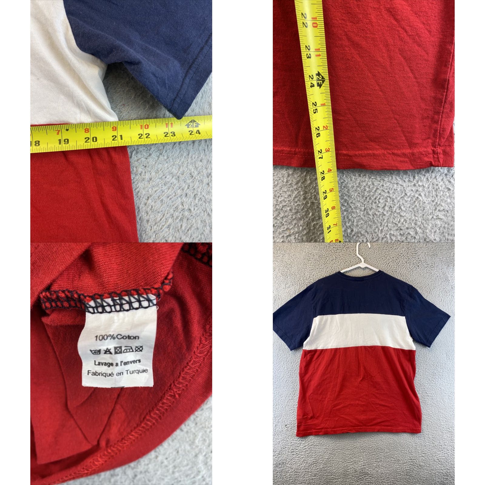 Vintage Paris Shirt Womens mens Large Red White Blue Short Sleeve France / 91-57 Size L / US 10 / IT 46 - 8 Thumbnail