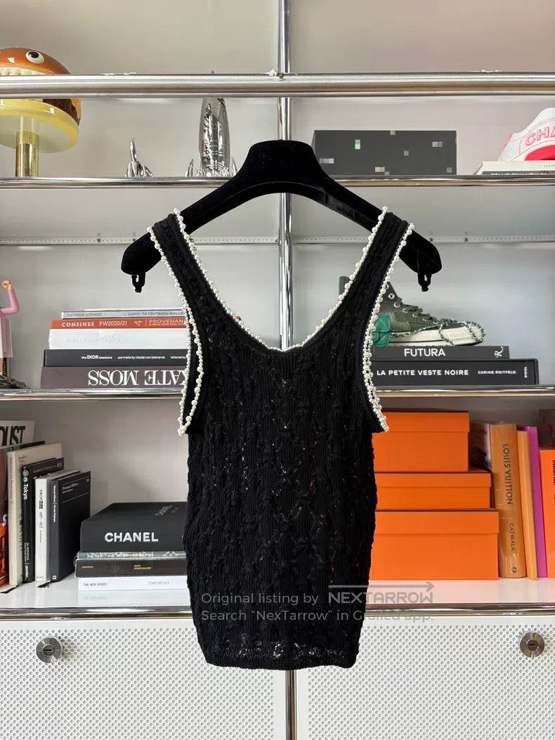 Chanel Chanel 22b black lace pearl knitted vest Size XXS / US 00 / IT 34 - 2 Thumbnail