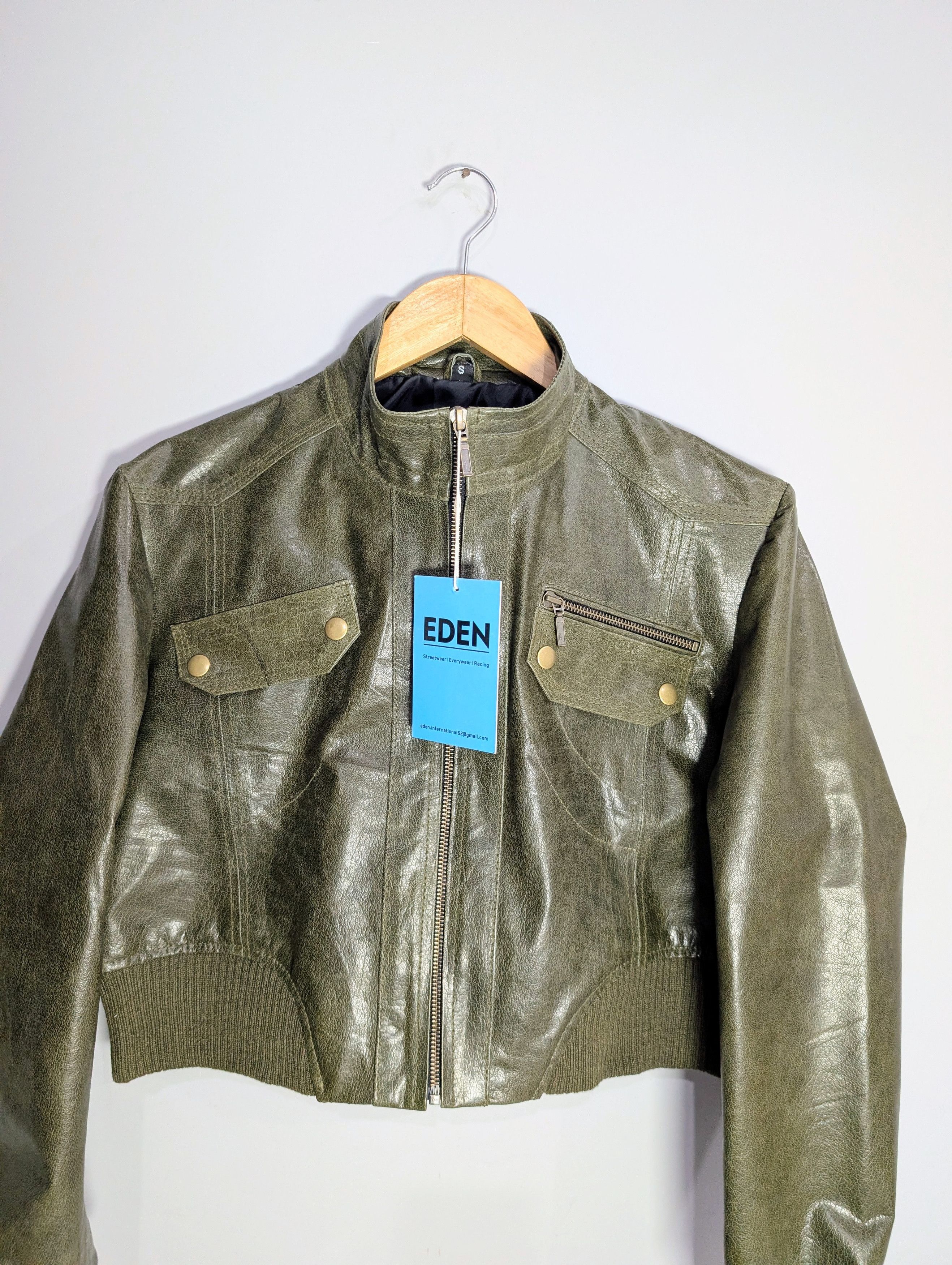 Vintage Women Cropped Leather Jacket Vintage 90s Style Outerwear Size S / US 4 / IT 40 - 2 Thumbnail