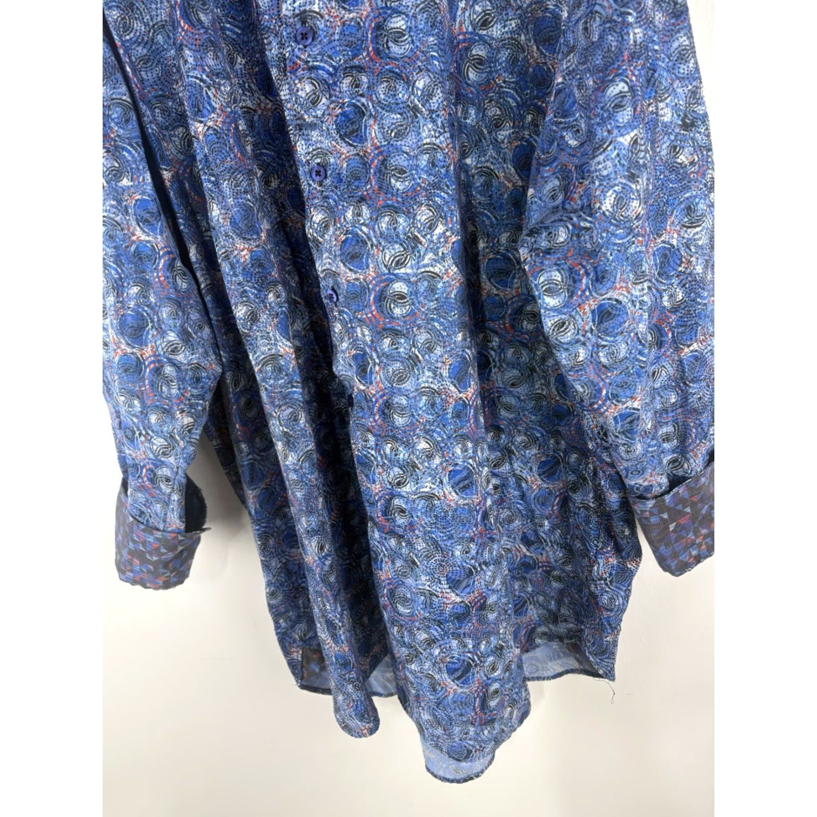 Vintage Visconti Black Multi Geometric Button Up Dress Shirt Men’s Size 3XLB Size 48R - 3 Thumbnail