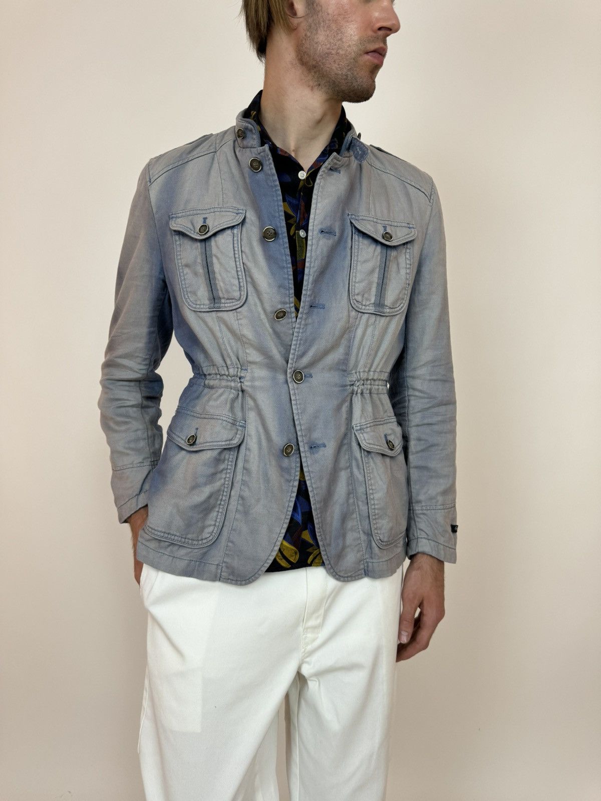 Other JEREM Unlined Blazer jacket stand up collar Linen/cotton Size 52R - 5 Thumbnail
