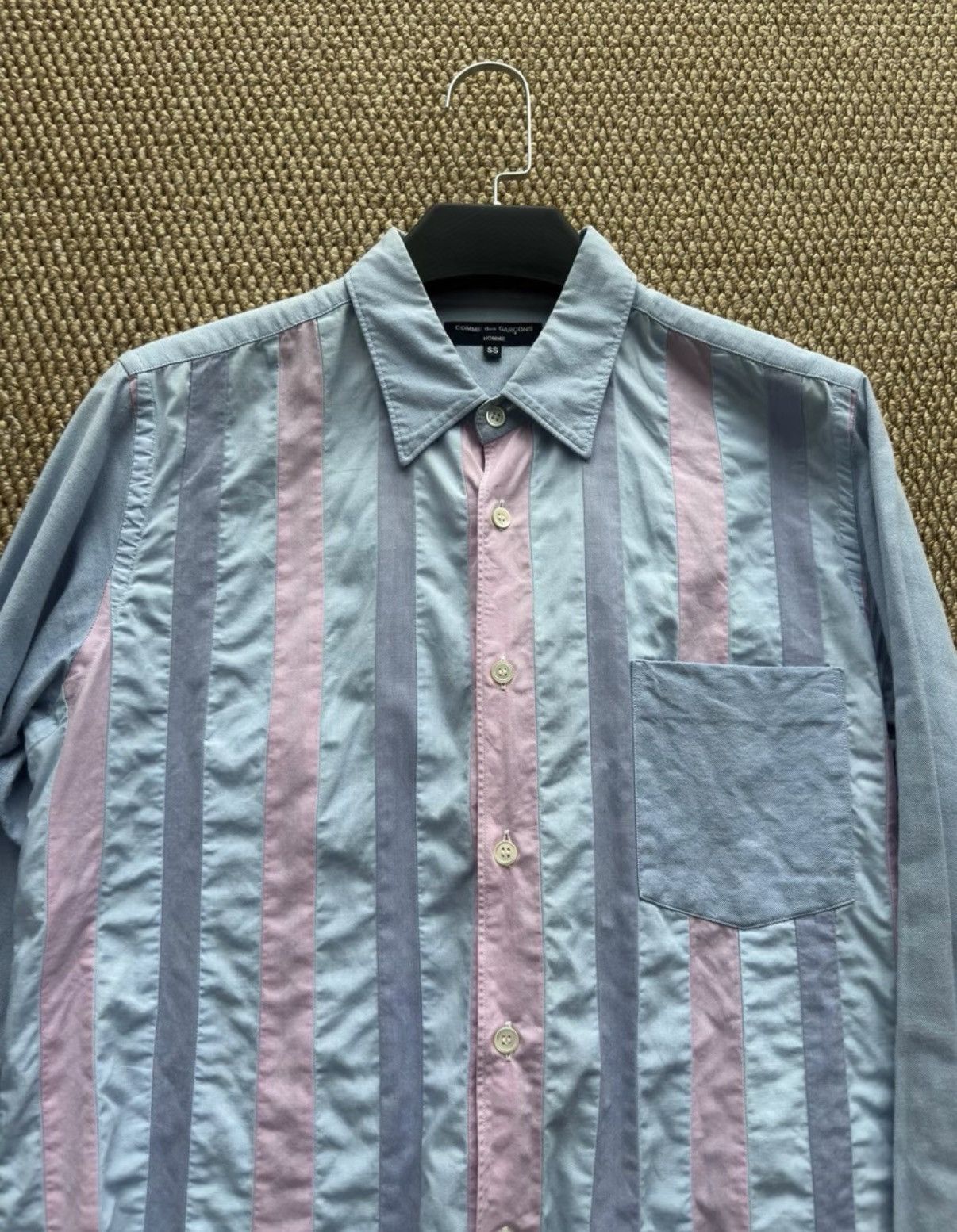 Comme des Garcons COMME des GARÇONS Pink & Blue Striped Panel Shirt K23 Size US S / EU 44-46 / 1 - 4 Thumbnail