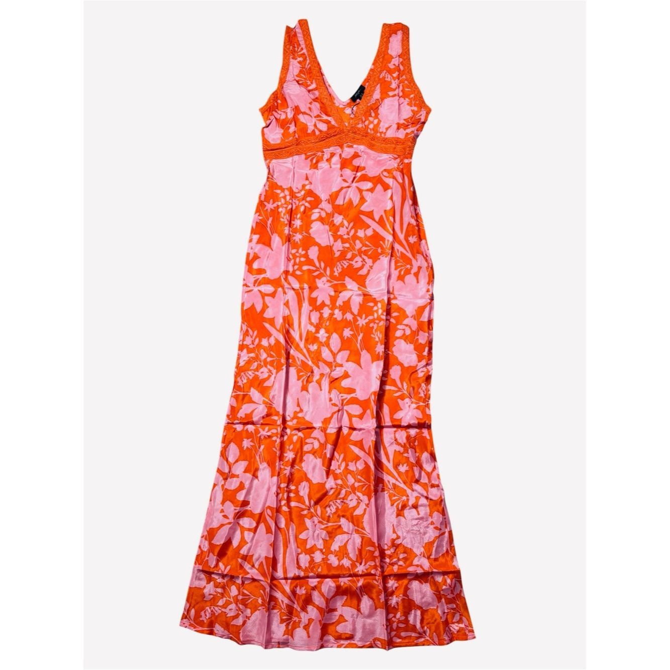 Nasty Gal NWT New Nasty Gal Floral Lace Insert Plunge Red Maxi Dress Size M / US 6-8 / IT 42-44 - 2 Thumbnail