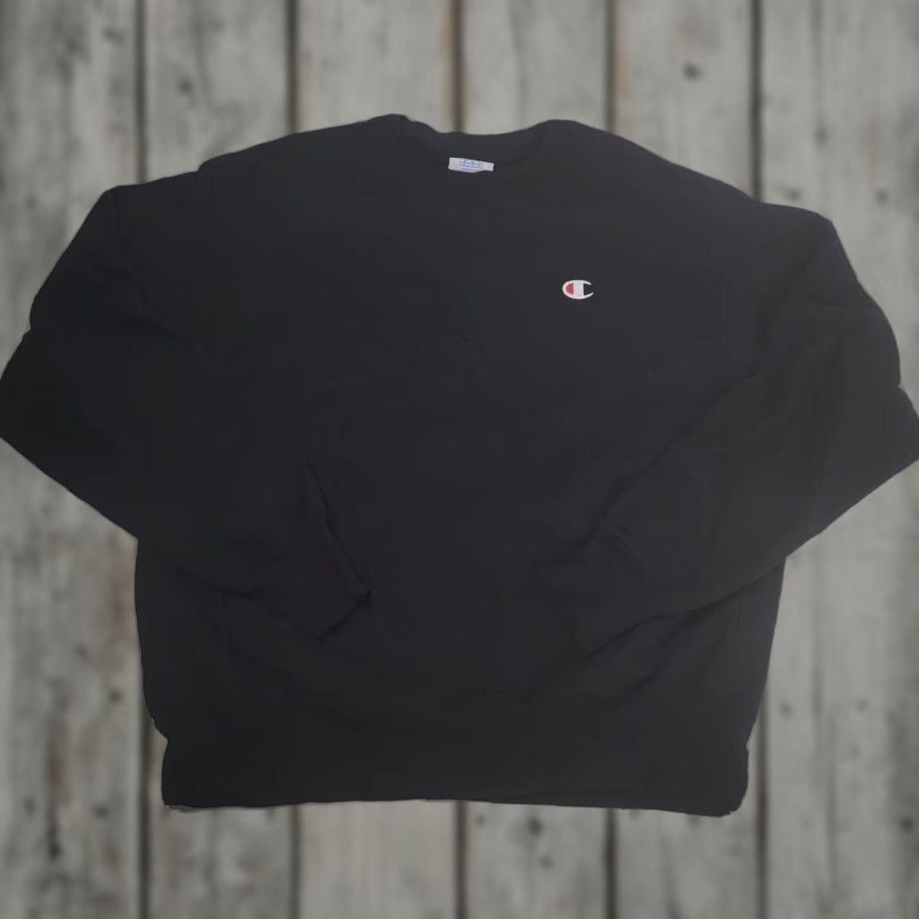 Champion VINTAGE Champion Reverse Weave Sweatshirt Crewneck L Black Mens 90s Outdoor Sports Heavyweight Embroidered Logo Crew Neck Size L Size US L / EU 52-54 / 3 - 1 Thumbnail
