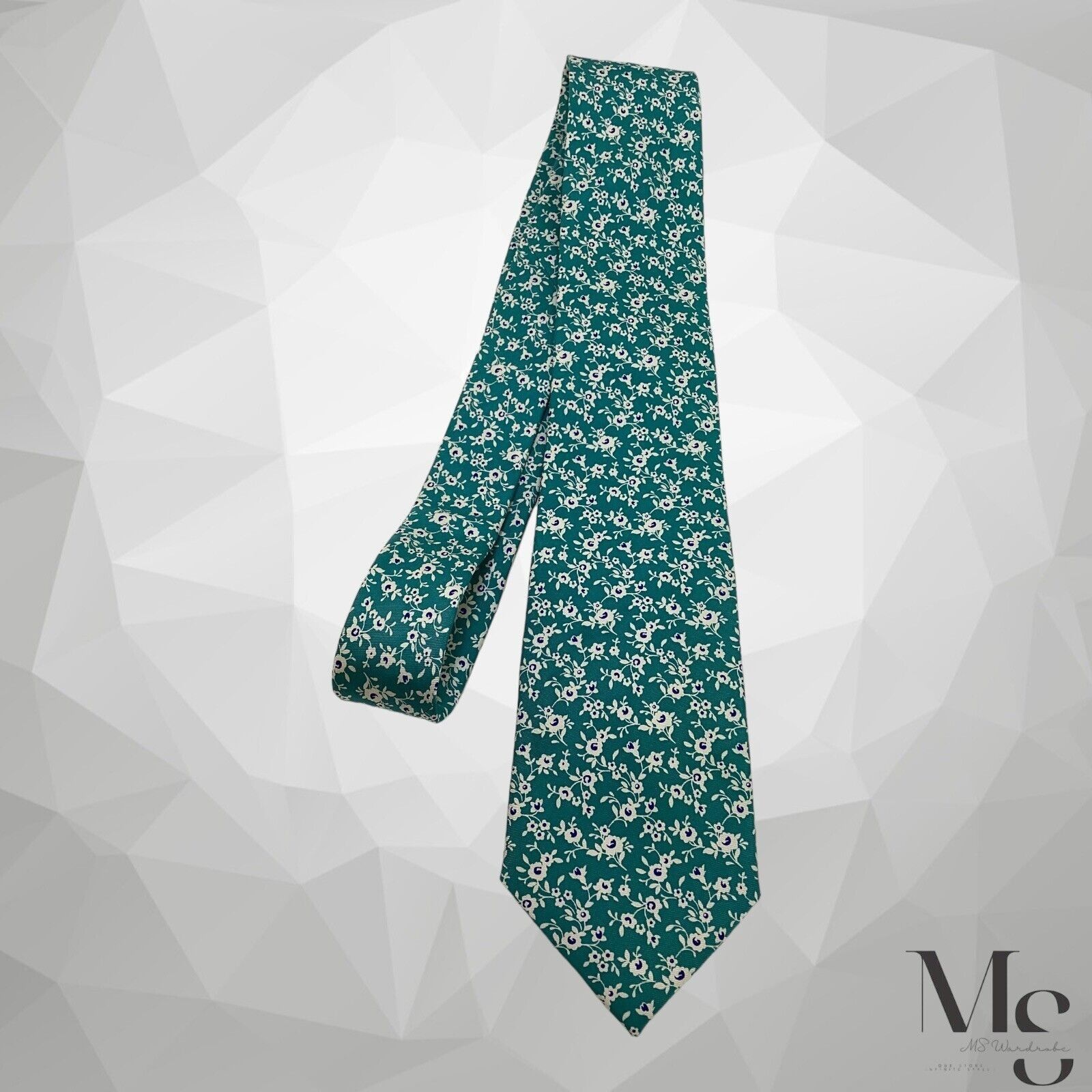 Tommy Hilfiger TOMMY HILFIGER Green Floral Silk Tie W: 3" EX COND Size ONE SIZE - 6 Thumbnail
