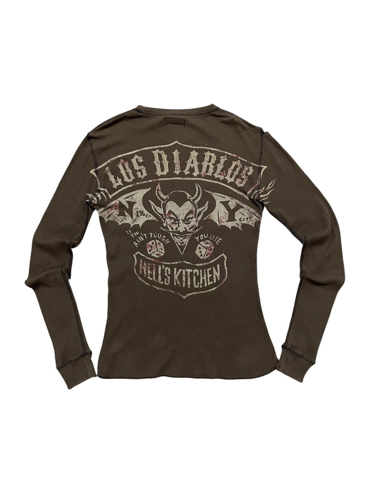 If Six Was Nine 2000s LOS DIABLOS DEVIL GRAPHIC THERMAL LONG SLEEVE SHIRT Size US XS / EU 42 / 0 - 1 Thumbnail
