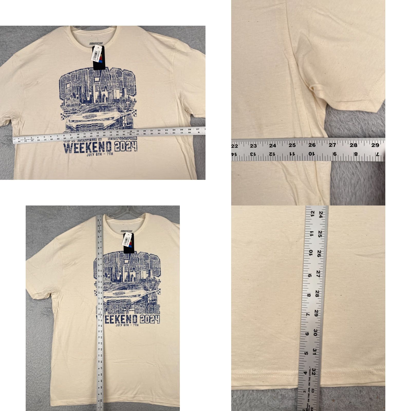 NASCAR Nascar Shirt Adult 3XL Ivory Cotton Short Sleeve Logo Chicago Street Race Cars Racing 2020s Mens Size US XXL / EU 58 / 5 - 8 Thumbnail