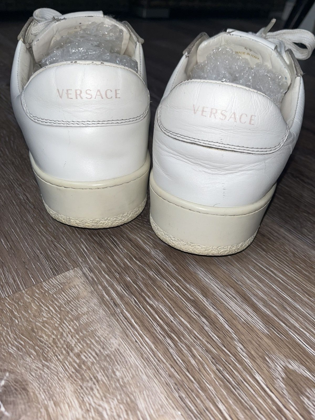 Versace Versace Double Logo White Leather Sneakers Size US 12 / EU 45 - 8 Thumbnail