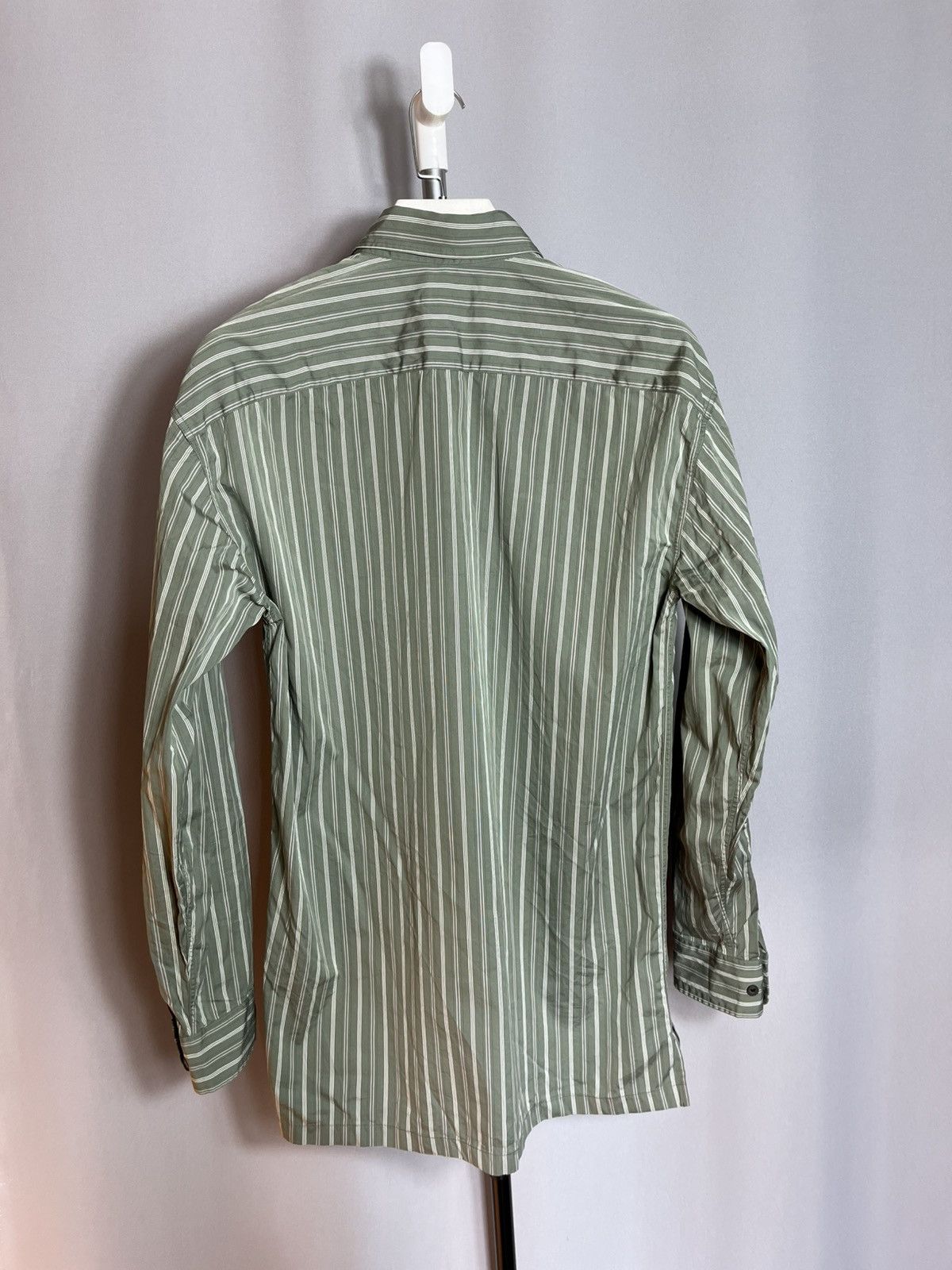 Dries Van Noten Dries Van Noten Mens Shirt Striped Long Sleeve Button Green Size US XS / EU 42 / 0 - 8 Thumbnail