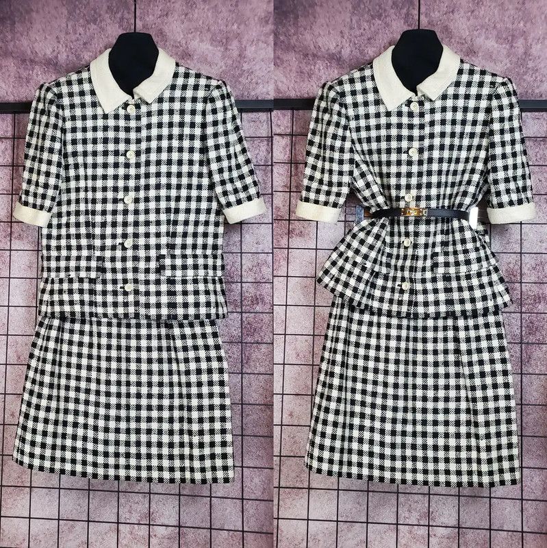 Givenchy Givenchy Black Silk Gingham Short Sleeve Cardigan 0089 Size M / US 6-8 / IT 42-44 - 1 Thumbnail