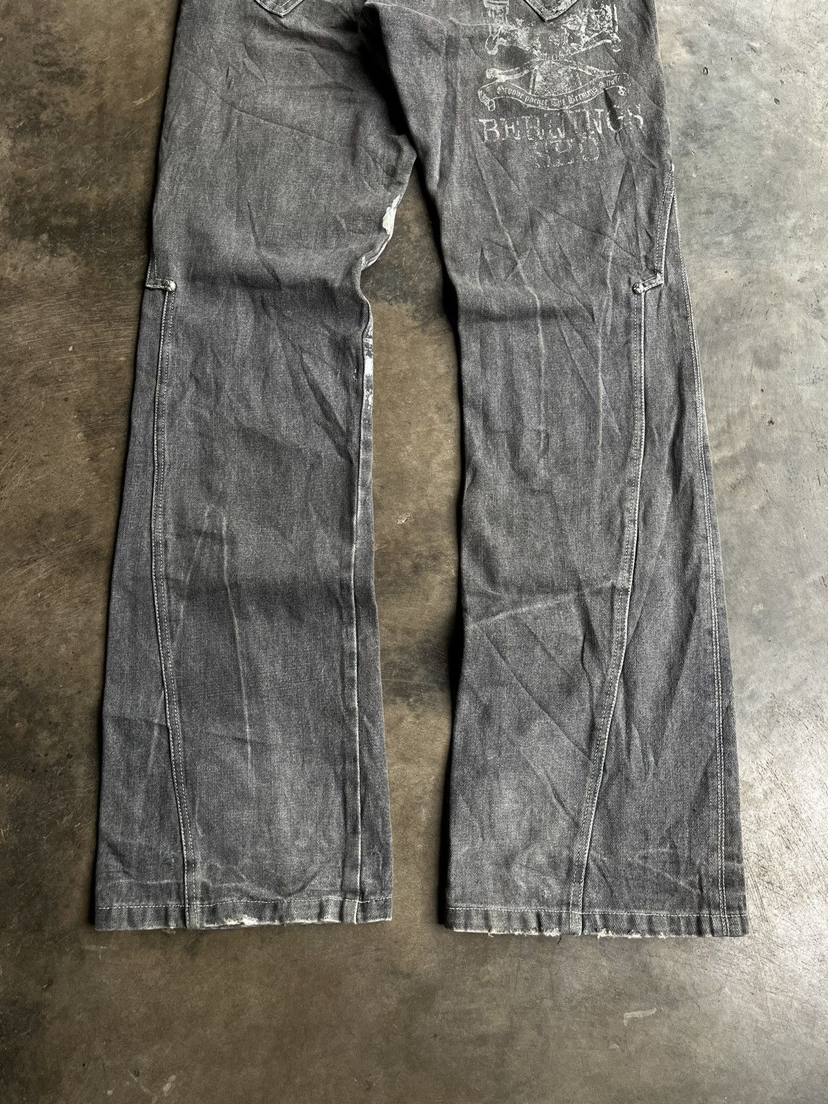 Tornado Mart Bernings Sho Flare Gothic Poem Boot Cut Wash Denim Pants Size US 30 / EU 46 - 9 Thumbnail