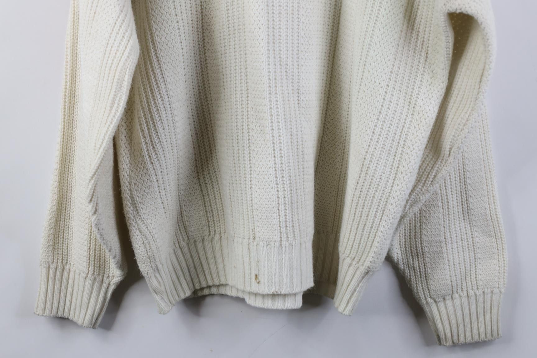 Vintage Vintage 70s Streetwear Zig Zag Ribbed Knit Sweater Cream USA Size US L / EU 52-54 / 3 - 12 Thumbnail