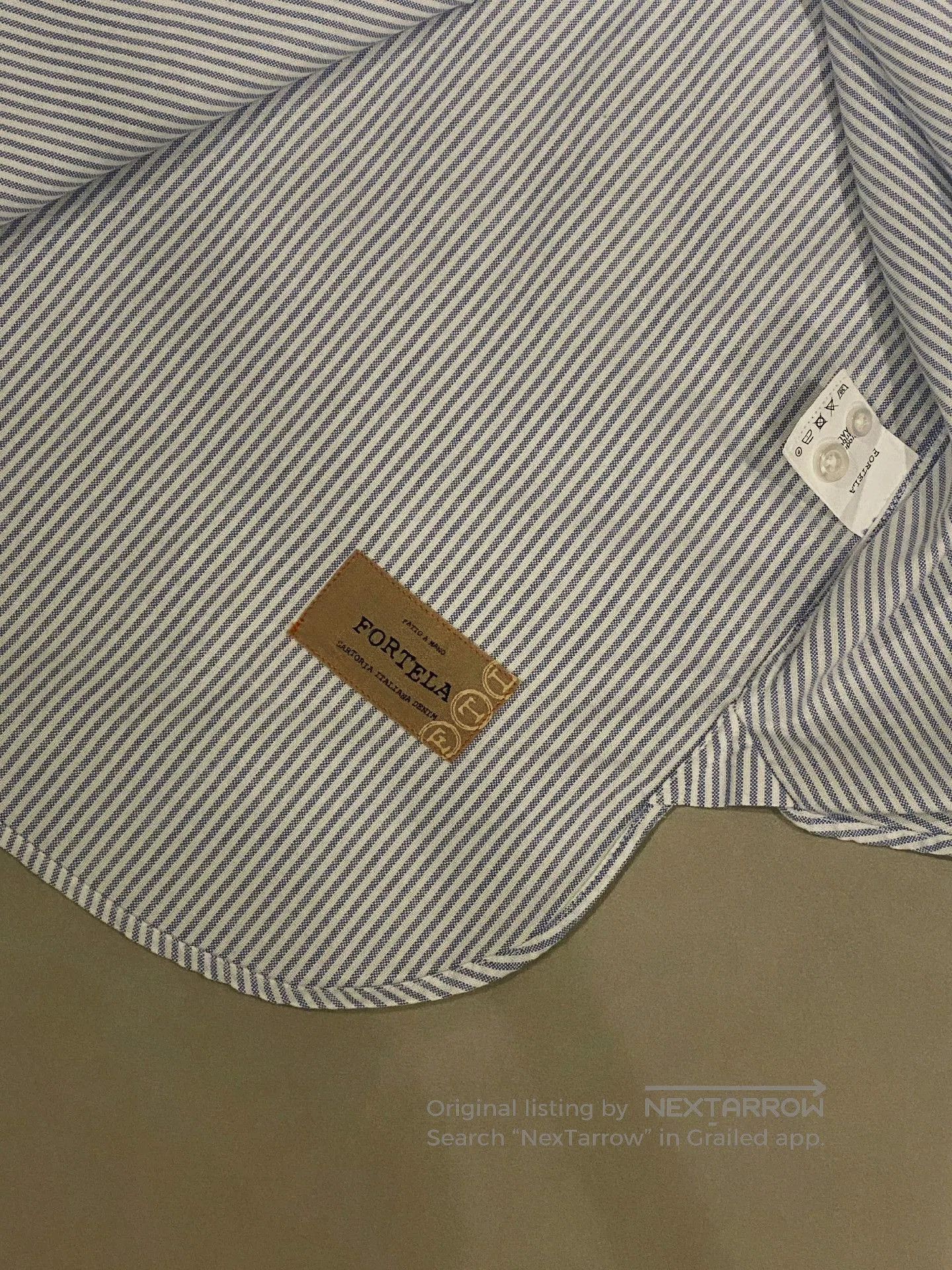 Fortela FORTELA Blue White Stripe Oxford Shirt. Size US M / EU 48-50 / 2 - 9 Thumbnail