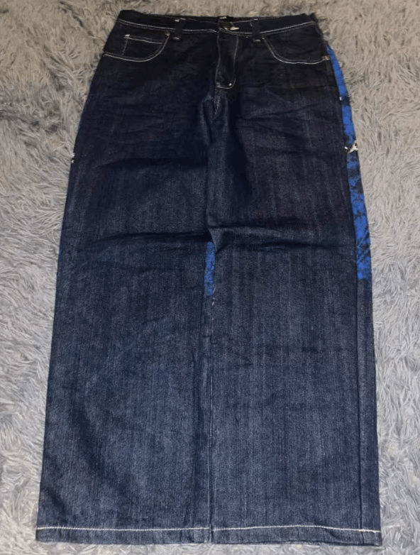 Japanese Brand Skull Gothic Blue Print High Quality Oversized Jeans Size US 32 / EU 48 - 8 Thumbnail