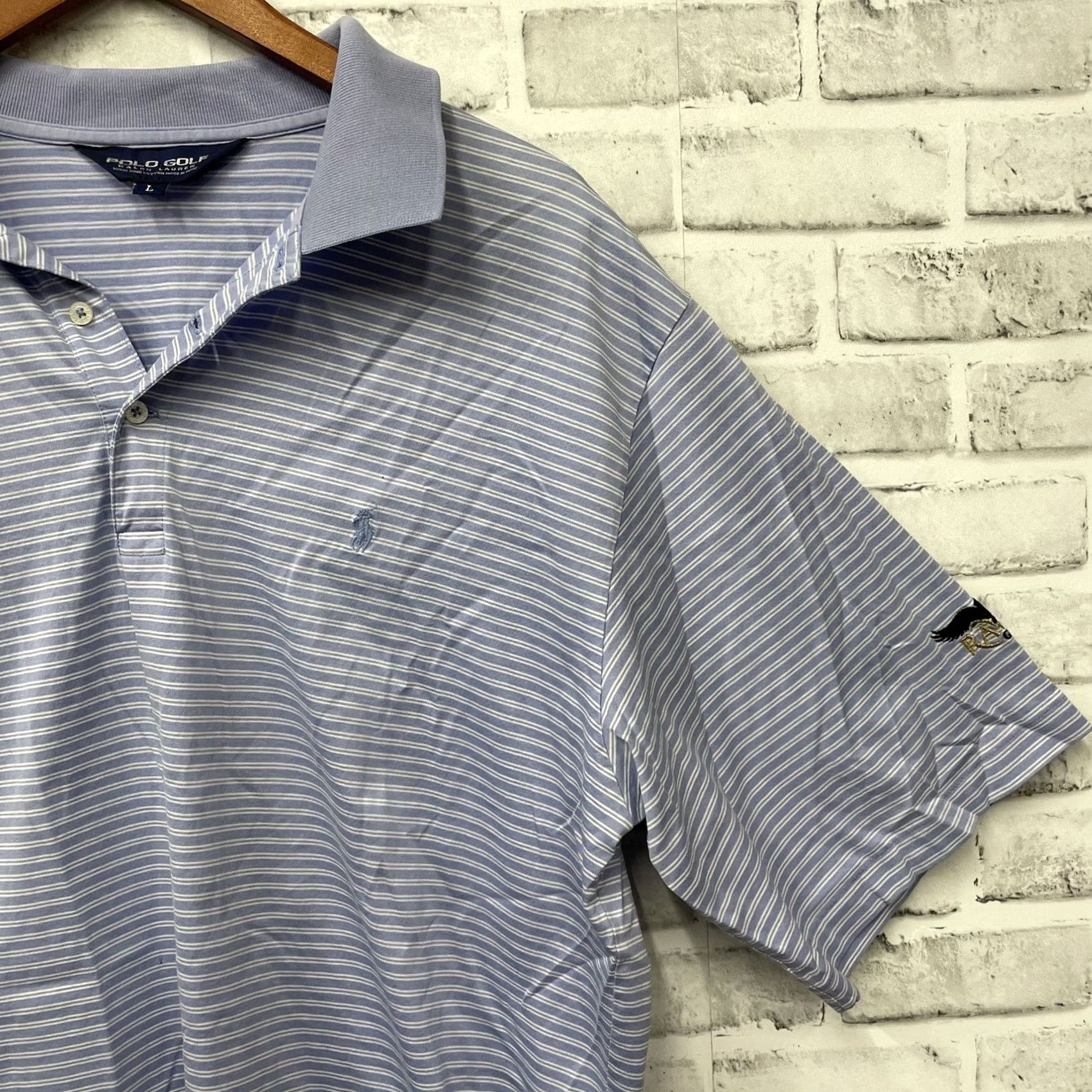 Ralph Lauren Polo Golf Ralph Lauren Pima Cotton Striped Raven Golf Club Polo Shirt Mens L Blue Size US L / EU 52-54 / 3 - 2 Thumbnail
