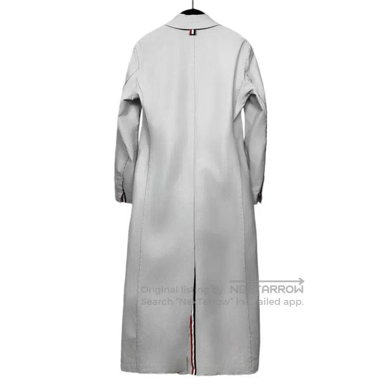 Thom Browne Thom Browne Gray and White Wool Lapel Single Breasted Long Size XS / US 0-2 / IT 36-38 - 2 Thumbnail