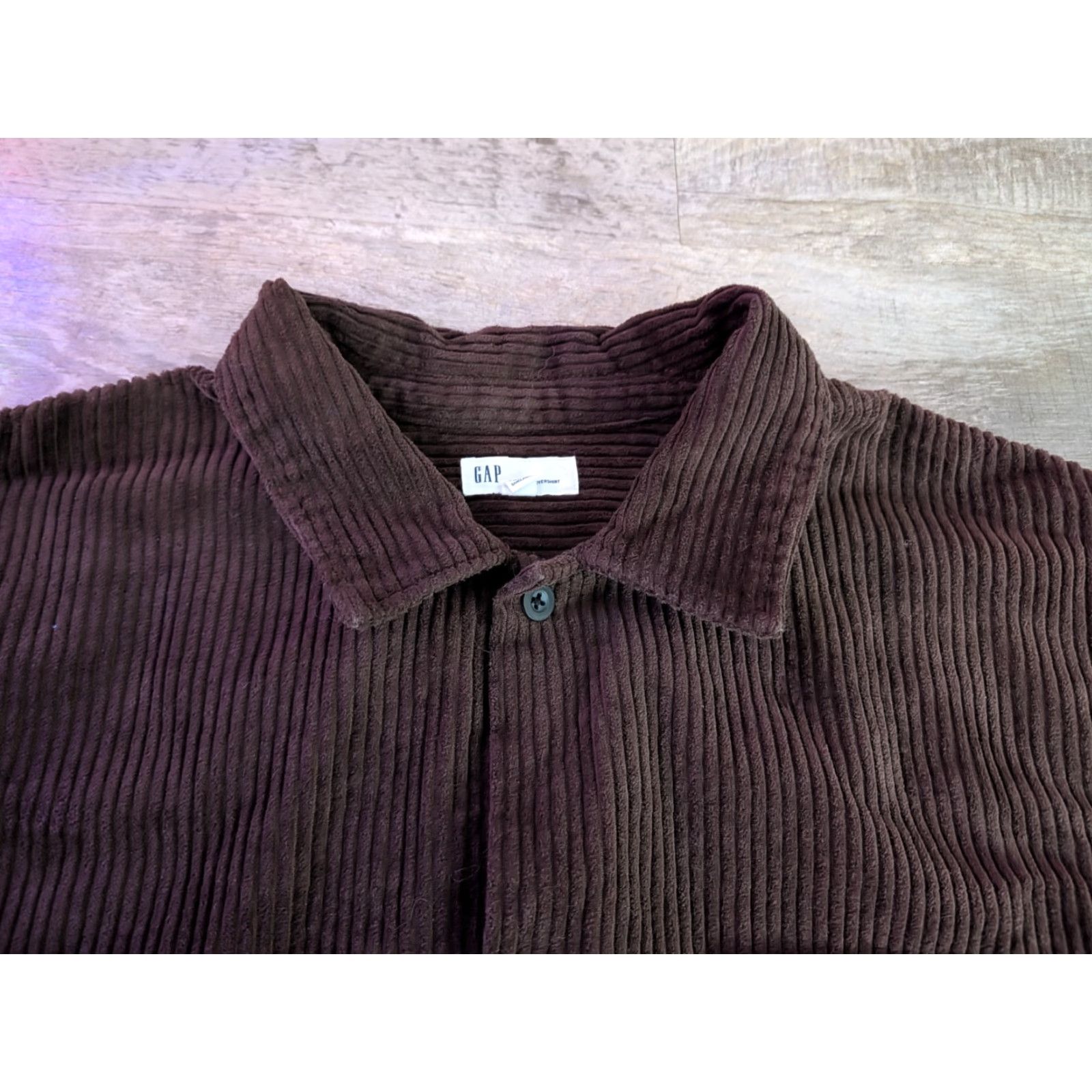 Gap Gap Corduroy Overshirt Mens XL Thick Wale Cord Brown Button Up EUC Size US XL / EU 56 / 4 - 5 Thumbnail
