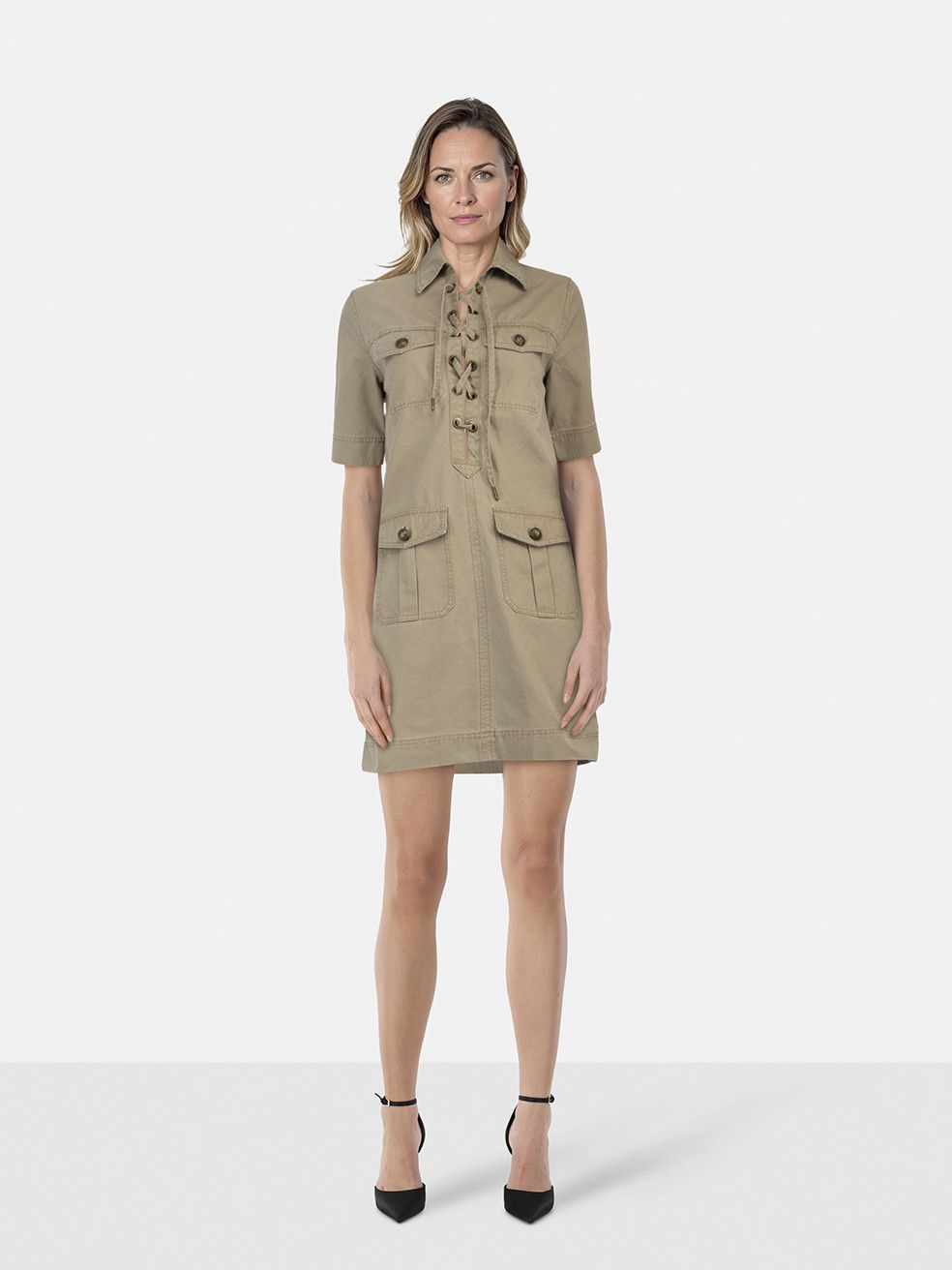 Zadig & Voltaire Khaki Record Shirt Dress Size XS / US 0-2 / IT 36-38 - 1 Thumbnail