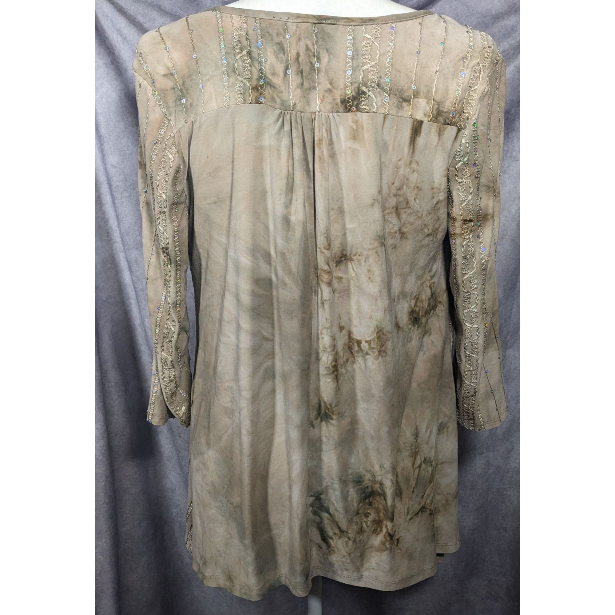 Other Sami & Jo Bohemian Tan Tie Dye Embroidered Sequin Tunic Size Size M / US 6-8 / IT 42-44 - 10 Thumbnail