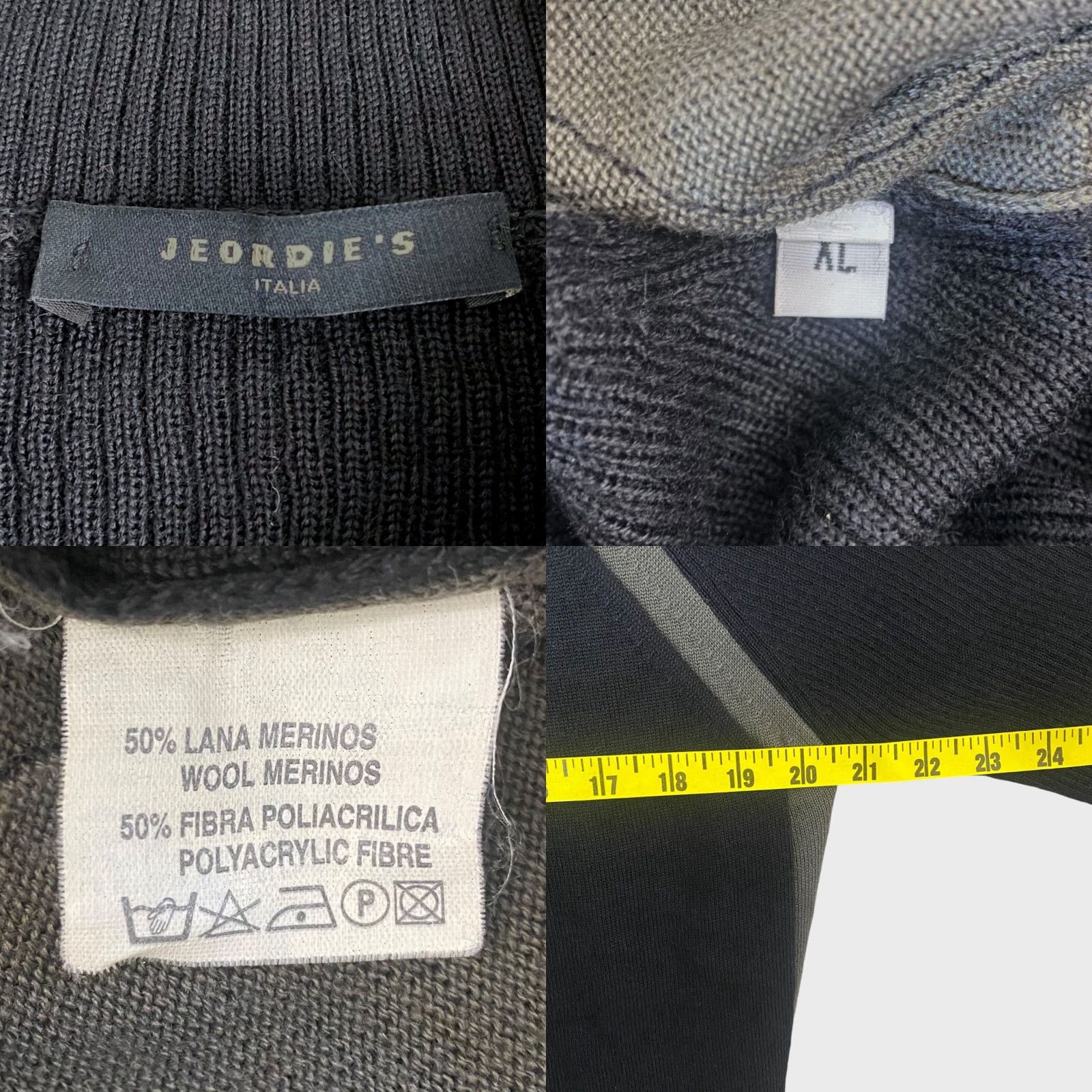 Vintage VINTAGE Jeordie's Italia Wool Blend Sweater Jacket Mens XL Black Full Zip Long Sleeve Size US XL / EU 56 / 4 - 8 Thumbnail