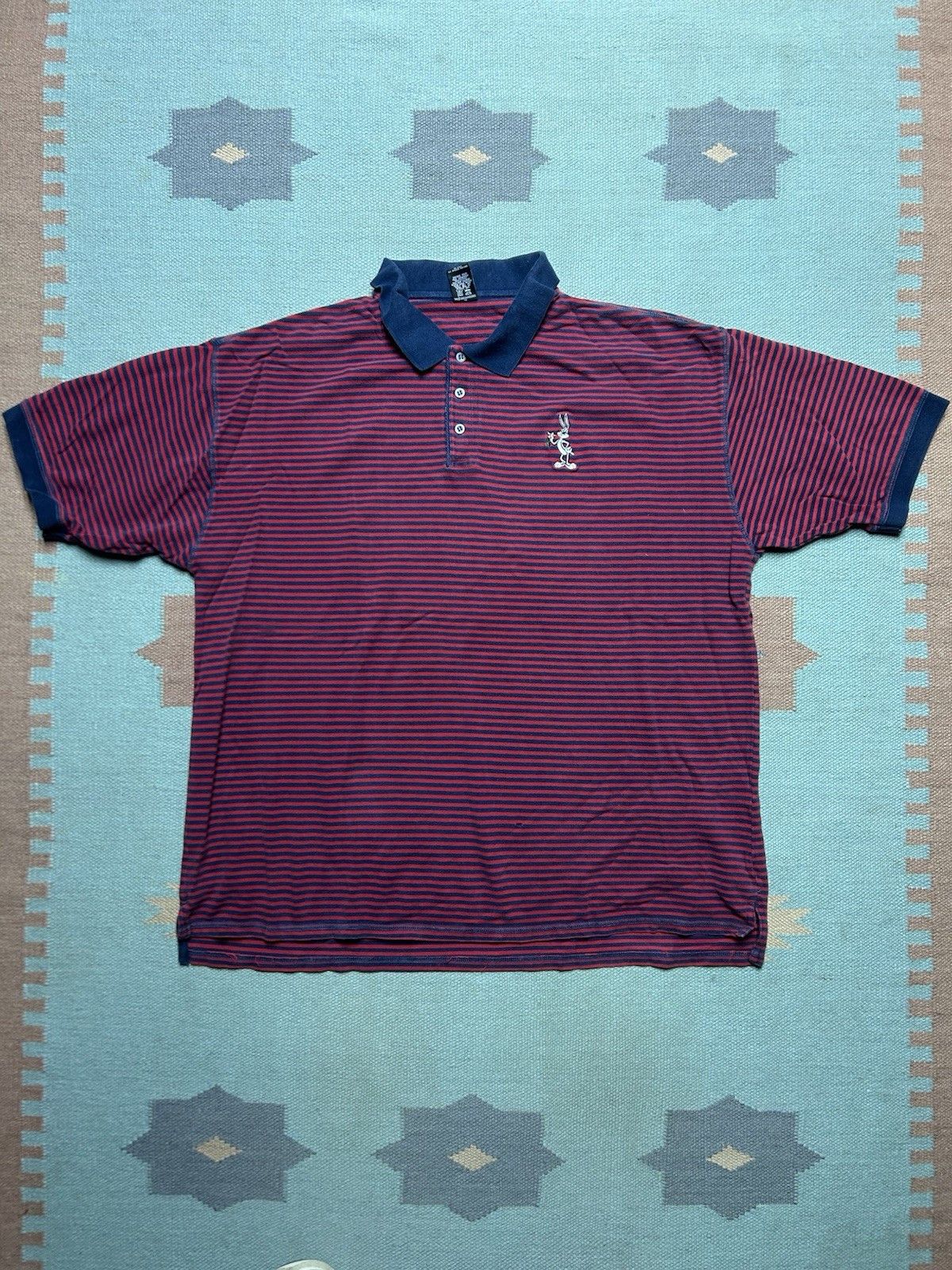 Vintage Vtg polo shirt bugs bunny Warner bros striped cartoon XXL Size US XXL / EU 58 / 5 - 1 Thumbnail