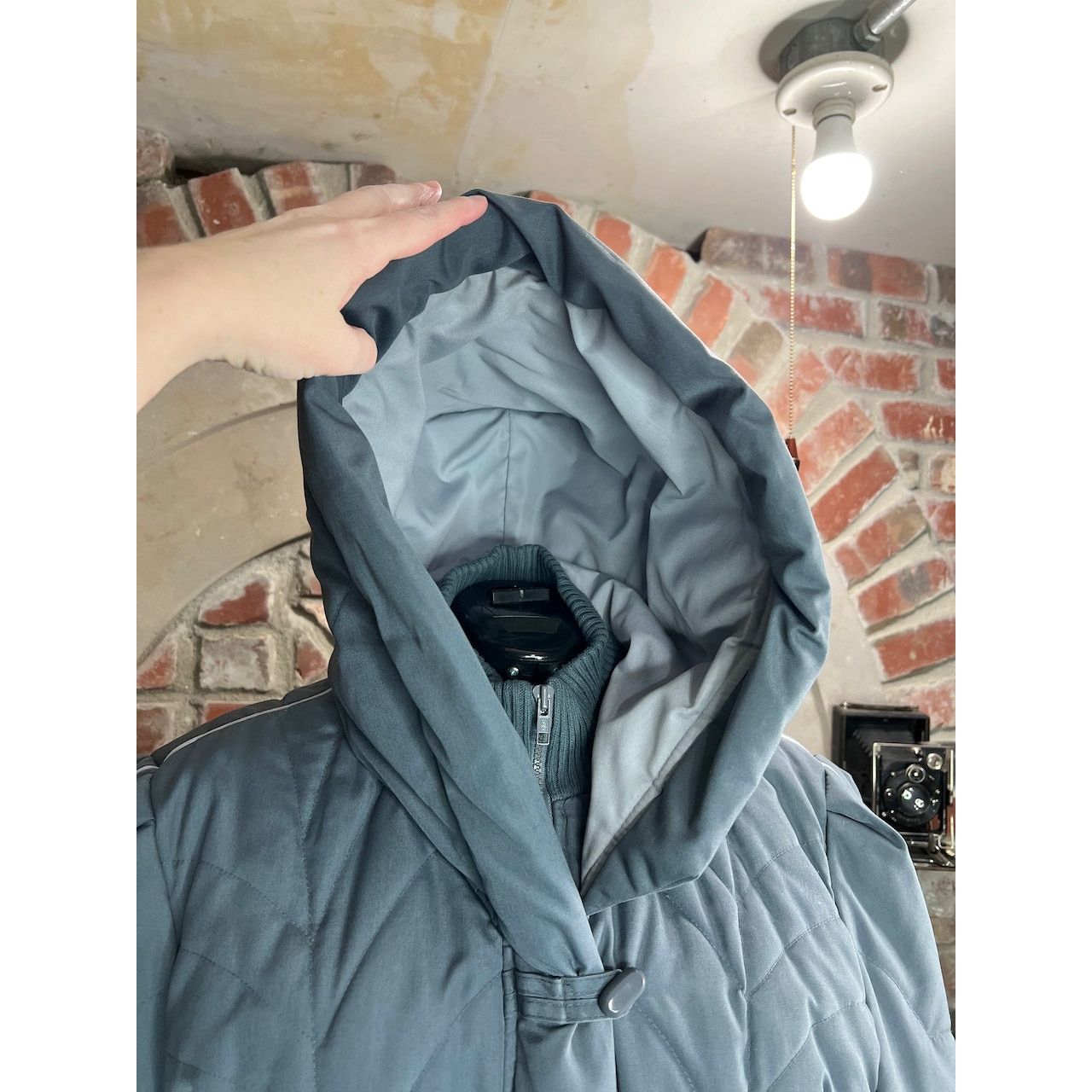 Vintage puffer coat hood gray knit cuffs 1980s Size 3XL / US 20-22 - 7 Thumbnail