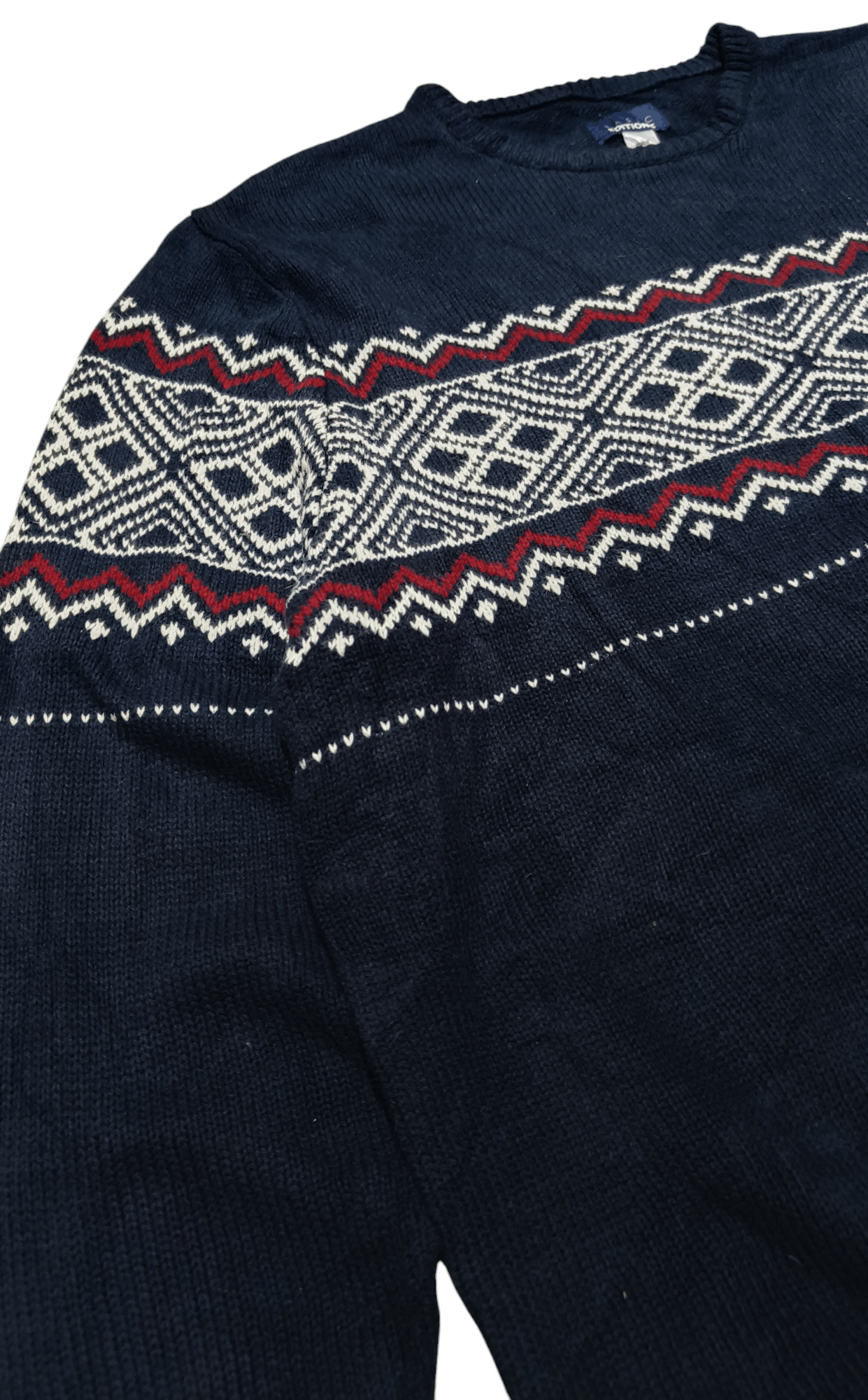 Basic Editions BASIC EDITIONS Ethnic Striped Motifs Knit Cotton Sweater Size US XL / EU 56 / 4 - 6 Thumbnail