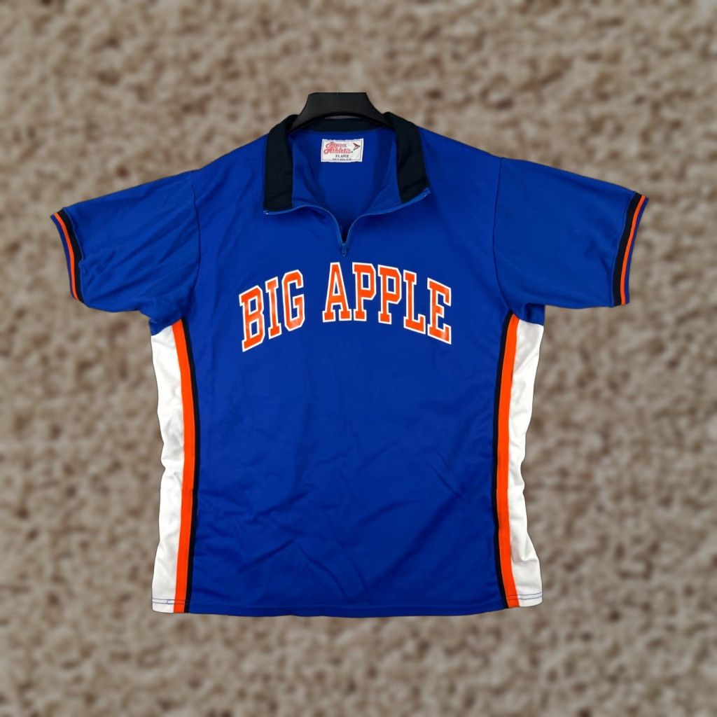 VINTAGE Ripon Athletic Jersey Mens XL Blue NY New York 90s Hip Hop Music Embroidered Logo T-Shirt Fit: Regular