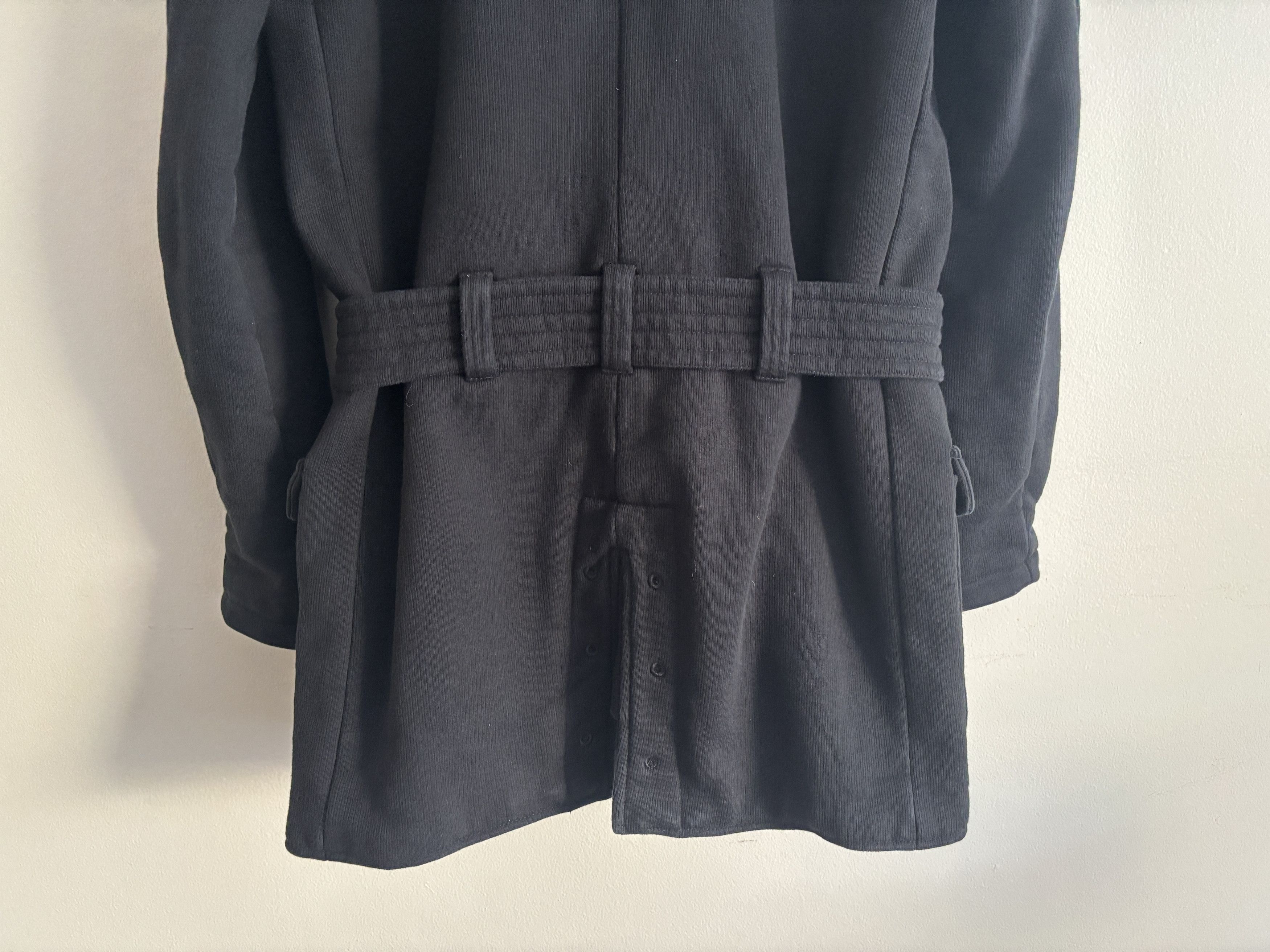 Wings + Horns Black Quilted Shawl Collar Belted Trench Coat - M/L Size US L / EU 52-54 / 3 - 13 Thumbnail