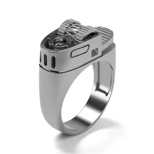 Vintage Lighter Ring Silver Fire Grunge Punk Y2K Flame Jewelry Sz8 Size 26 - 1 Thumbnail