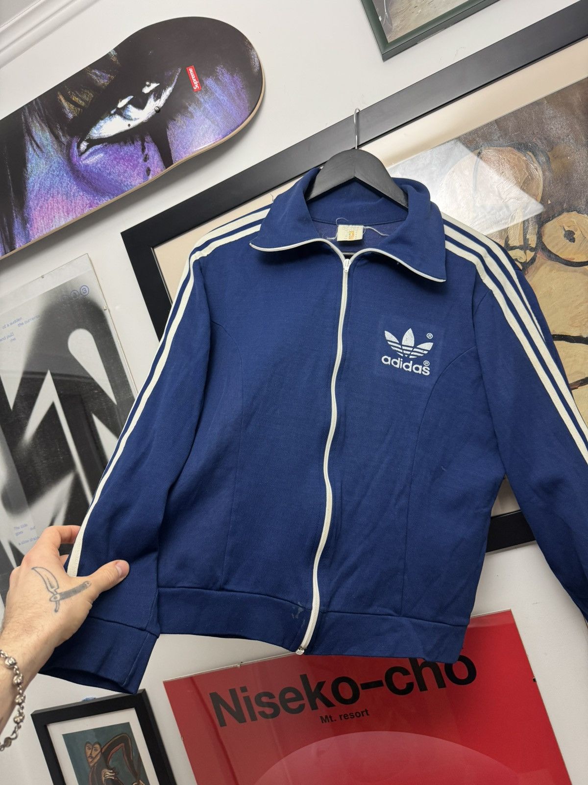 Adidas Vintage 60s Adidas Track Top Zip Rare Casual Stripes Blue Size US S / EU 44-46 / 1 - 3 Thumbnail