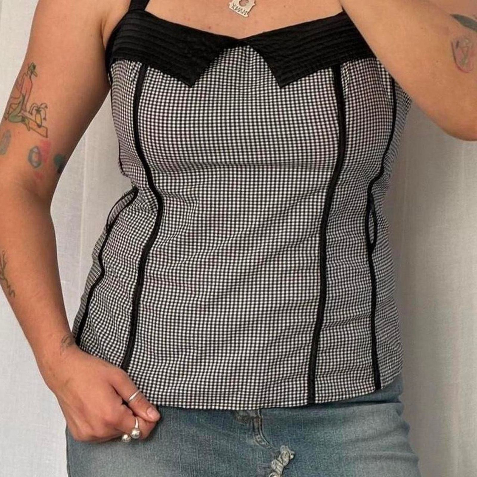 Vintage 🖤 Vintage Charlotte Russe Gingham Halter Top Size ONE SIZE - 4 Thumbnail