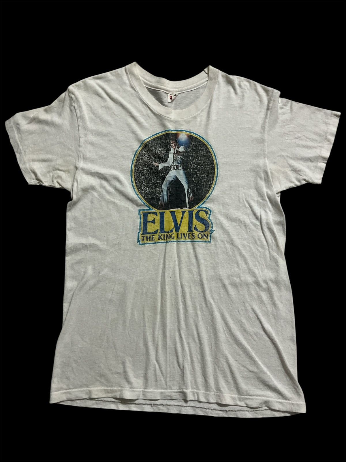 Band Tees Vintage ELVIS PRESLEY 1970s White Shirt Size US M / EU 48-50 / 2 - 1 Thumbnail