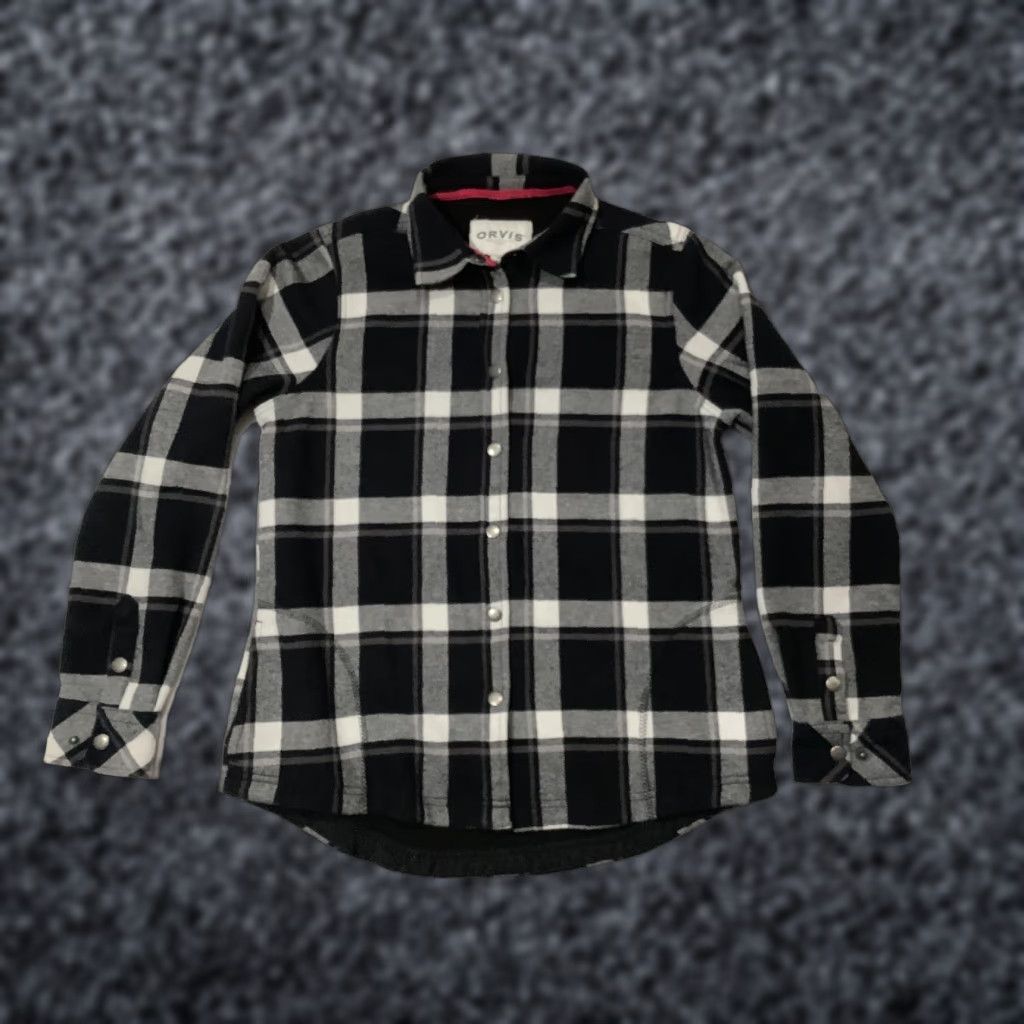 Orvis VINTAGE Orvis Shirt Womens Medium Black Gray White Plaid Flannel Button Up Long Sleeve Size M / US 6-8 / IT 42-44 - 1 Thumbnail