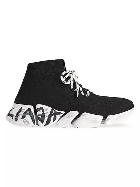 Balenciaga o1mt1gz0125 Speed 2.0 Lace-Up Graffiti Knit Sneakers Size US 13 / EU 46 - 1 Thumbnail