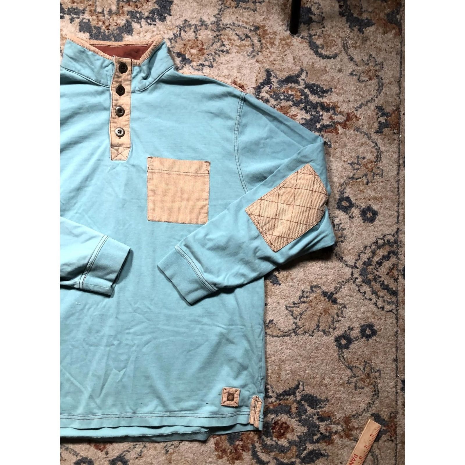 The Territory Ahead Territory Ahead Shirt Mens XL Blue Mock Neck Quilted Elbow Patch Pullover Size US XL / EU 56 / 4 - 4 Thumbnail