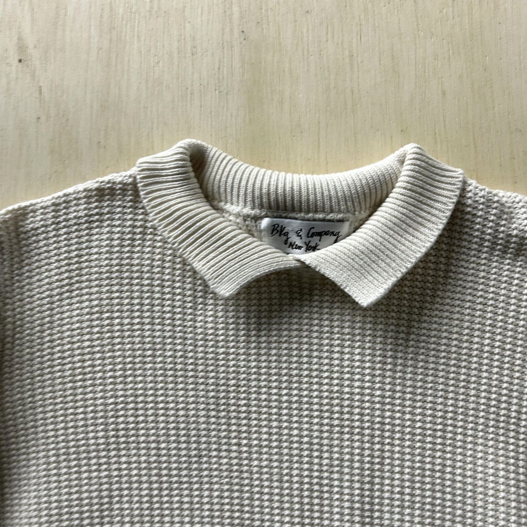 Vintage VINTAGE Blq & Company Sweater Womens One Size White Women Collared Waffle Knit Pullover Size ONE SIZE - 3 Thumbnail