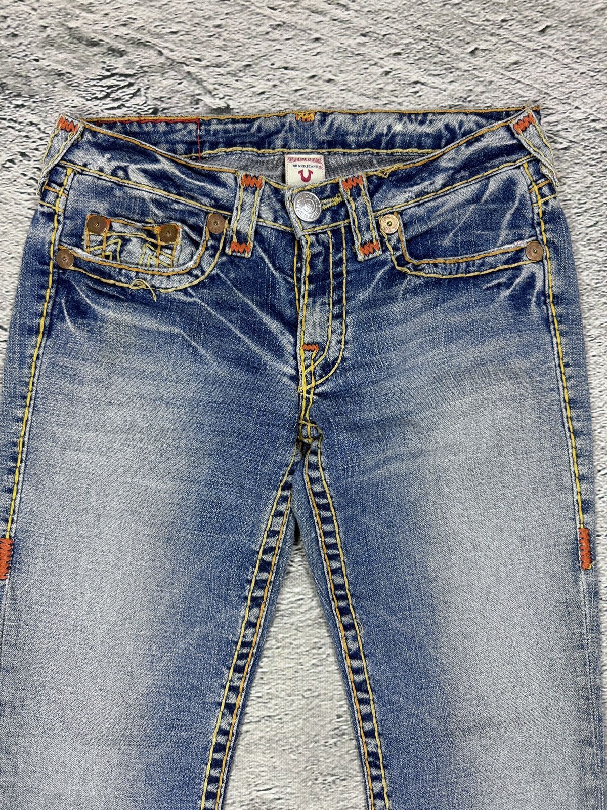 True Religion True Religion Vintage Bootcut Johnny Blue Gold Stitching Size 30" / US 8 / IT 44 - 7 Thumbnail