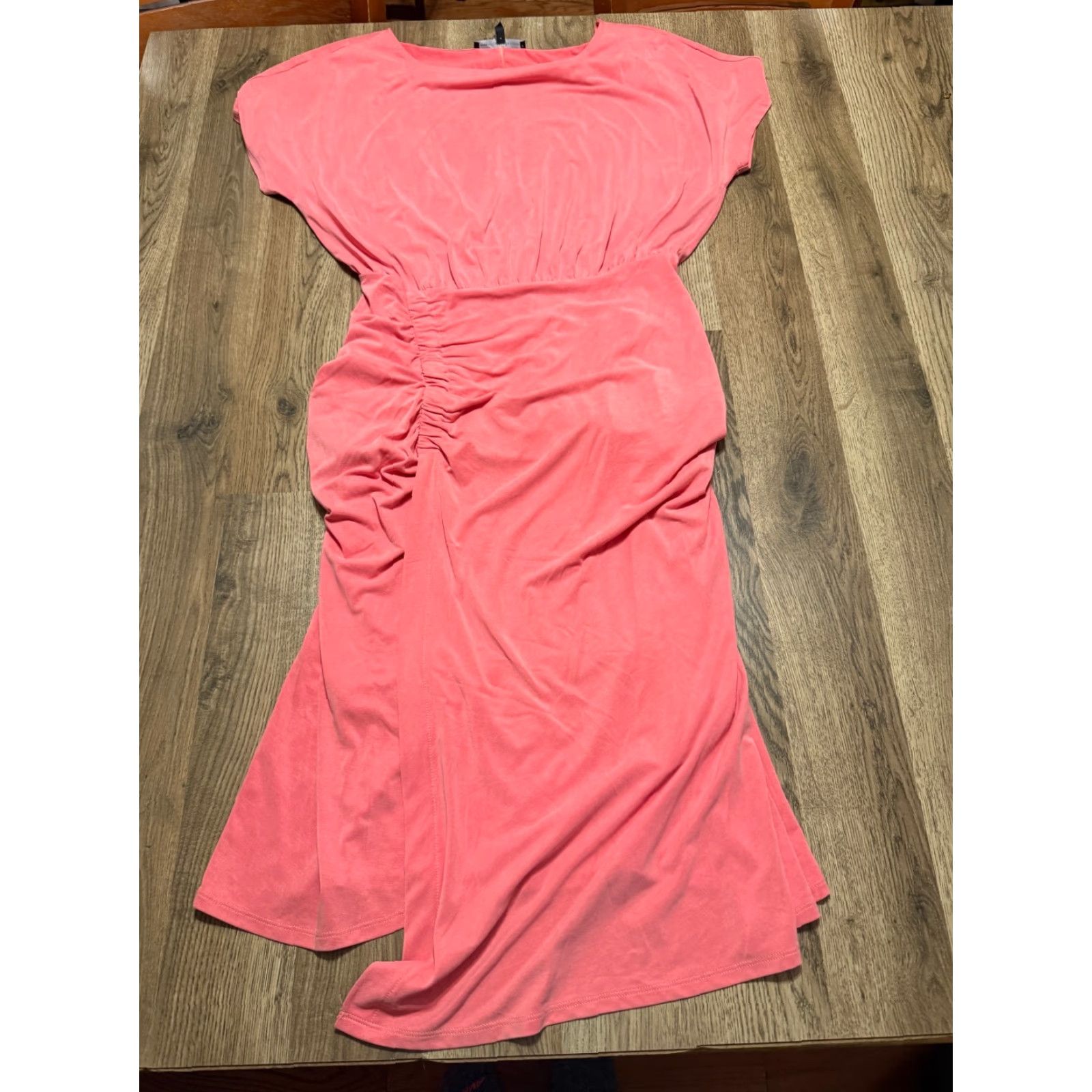 White House Black Market White House Black Market Dress Women's Size Small Pink Midi Ruched Short Sleeve Casual Fall Spring Summer Modern Basic Shirt Dress Mens? Size 28" / US 6 / IT 42 - 2 Thumbnail