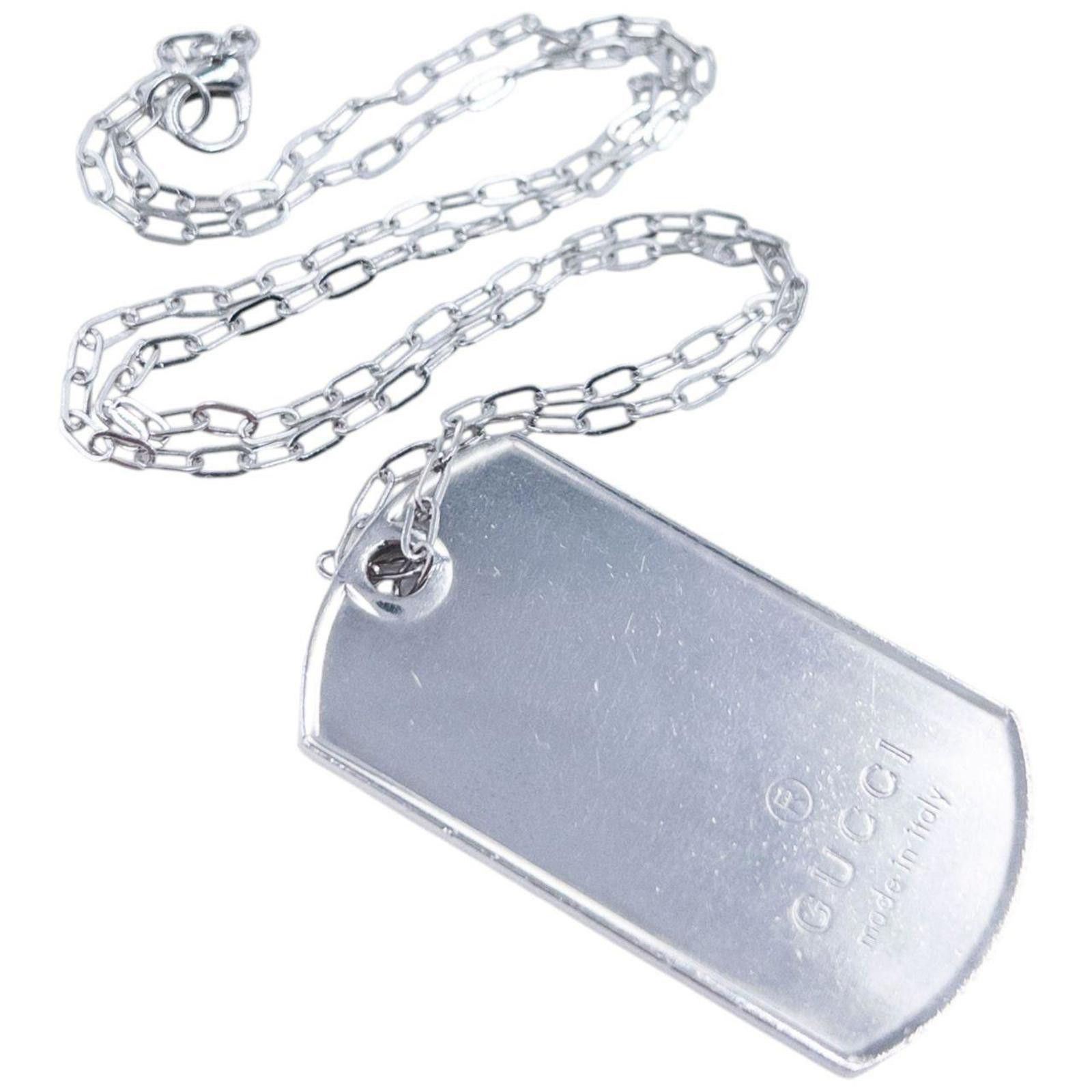 Gucci Vintage 2000s Gucci Embossed Dog Tag Necklace Size ONE SIZE - 1 Thumbnail