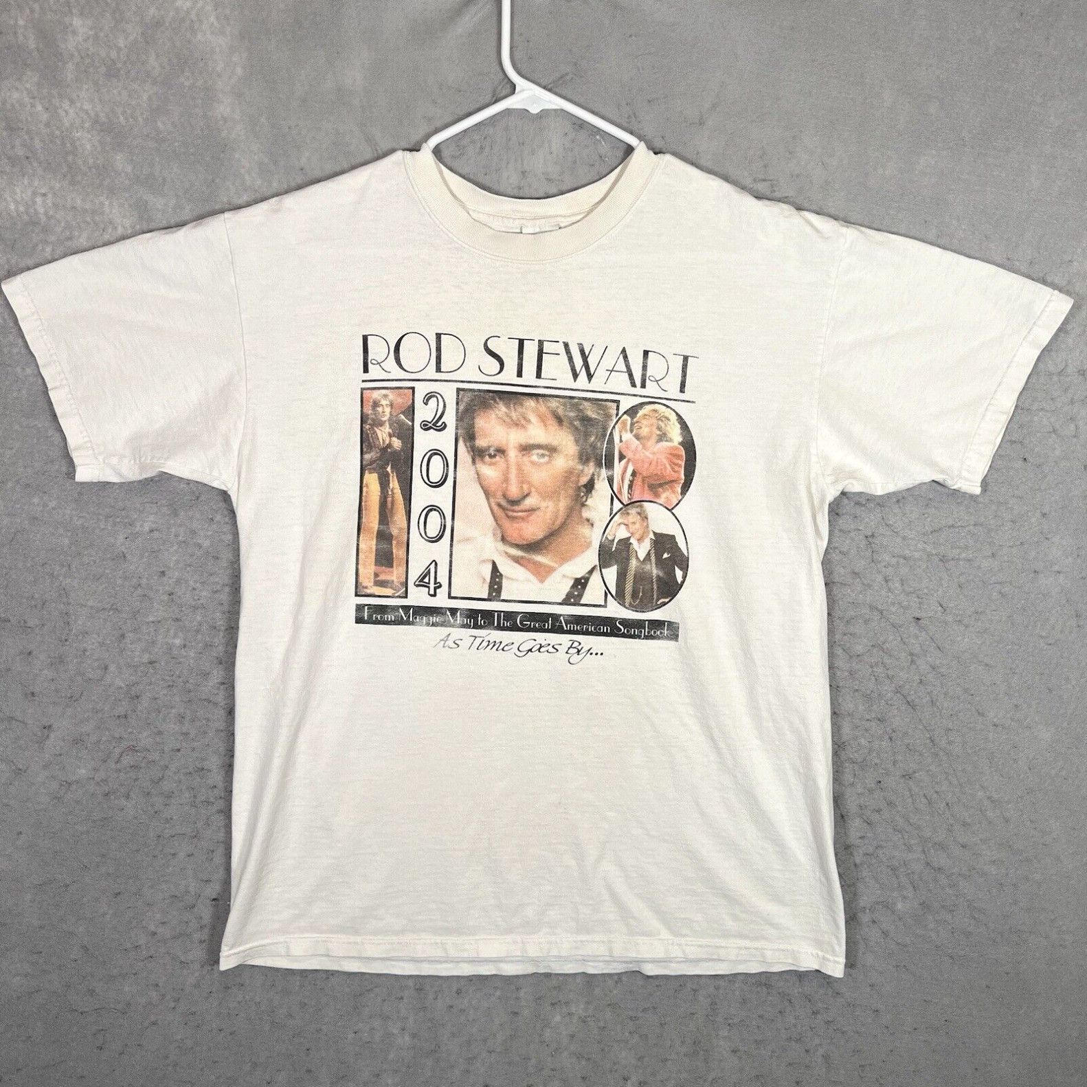 image of Anvil A1 Vintage 2004 Rod Stewart The Greate American Songbook T Shirt Adult L White (Size Large)