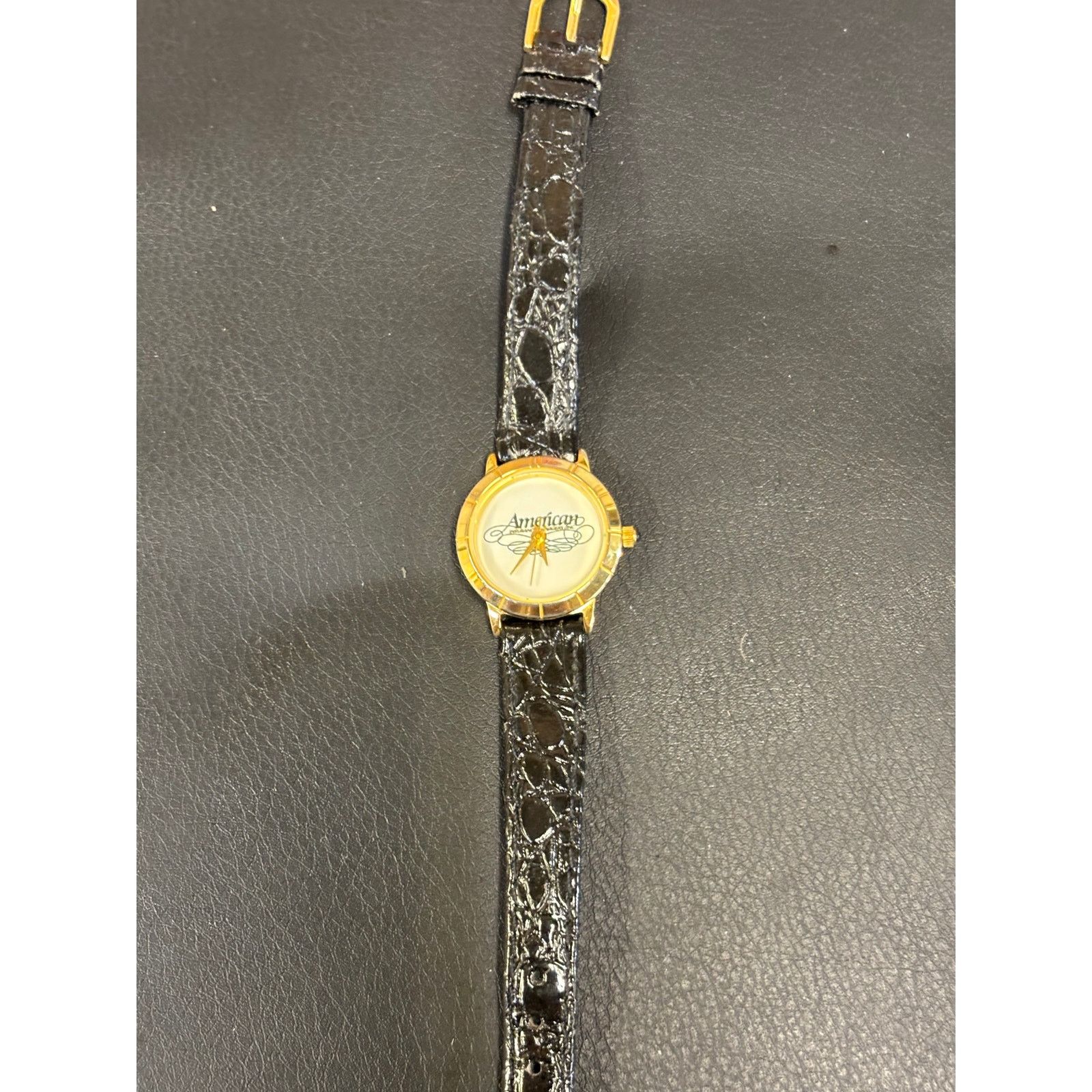 (B).Stroy American Black Leather Band Womens Watch! Size ONE SIZE - 6 Thumbnail