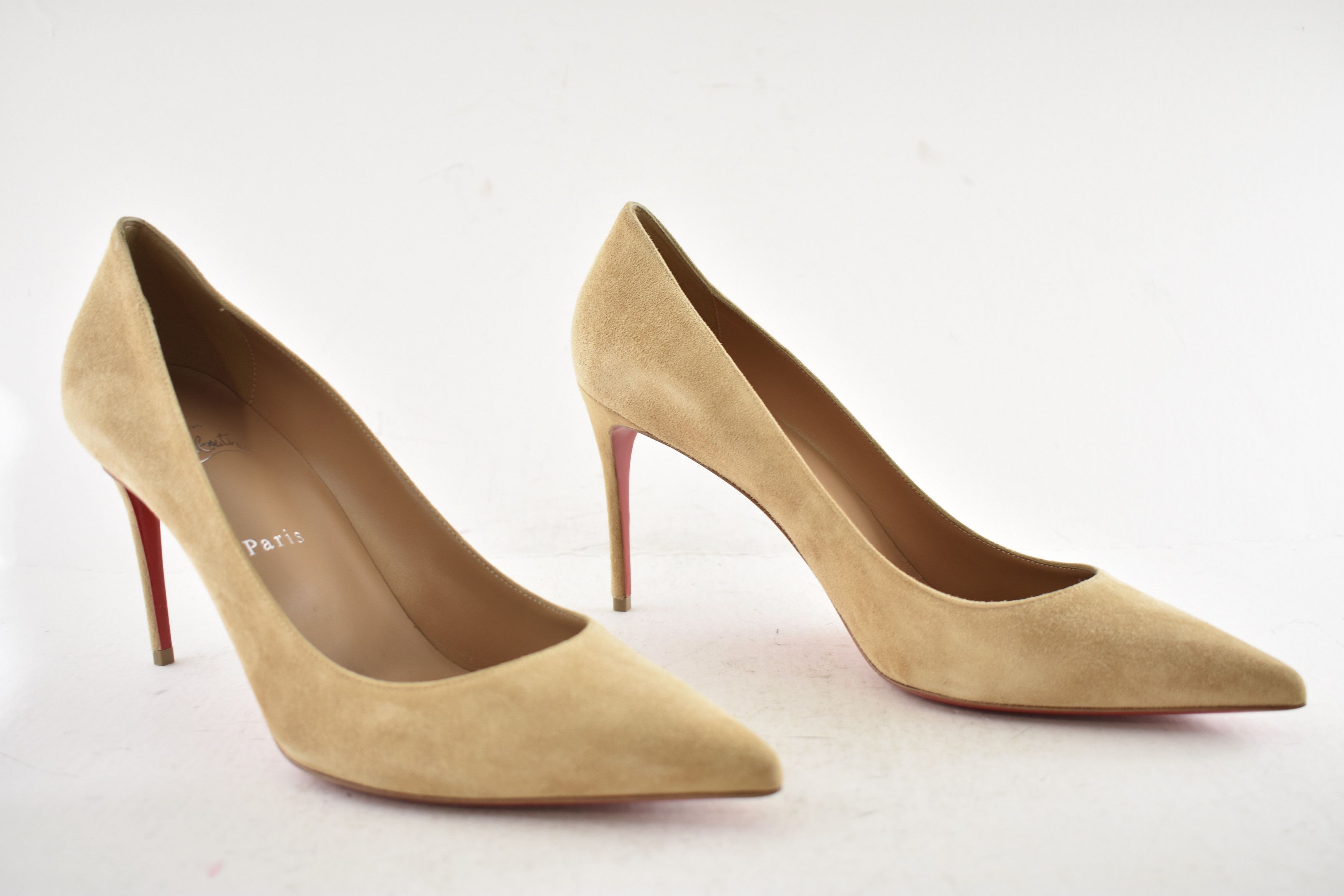 Christian Louboutin Kate 85 Lionne Beige Suede Classic Pointed Toe Heel Pump 42 Size US 12 / IT 42 - 4 Thumbnail