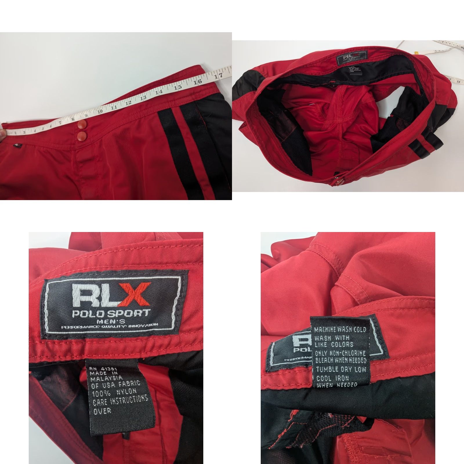 Ralph Lauren RLX Polo Sport Ralph Lauren Men Red Striped Nylon Performance Shorts Athletic Quick Dry Pockets 32 Size US XS / EU 42 / 0 - 8 Thumbnail