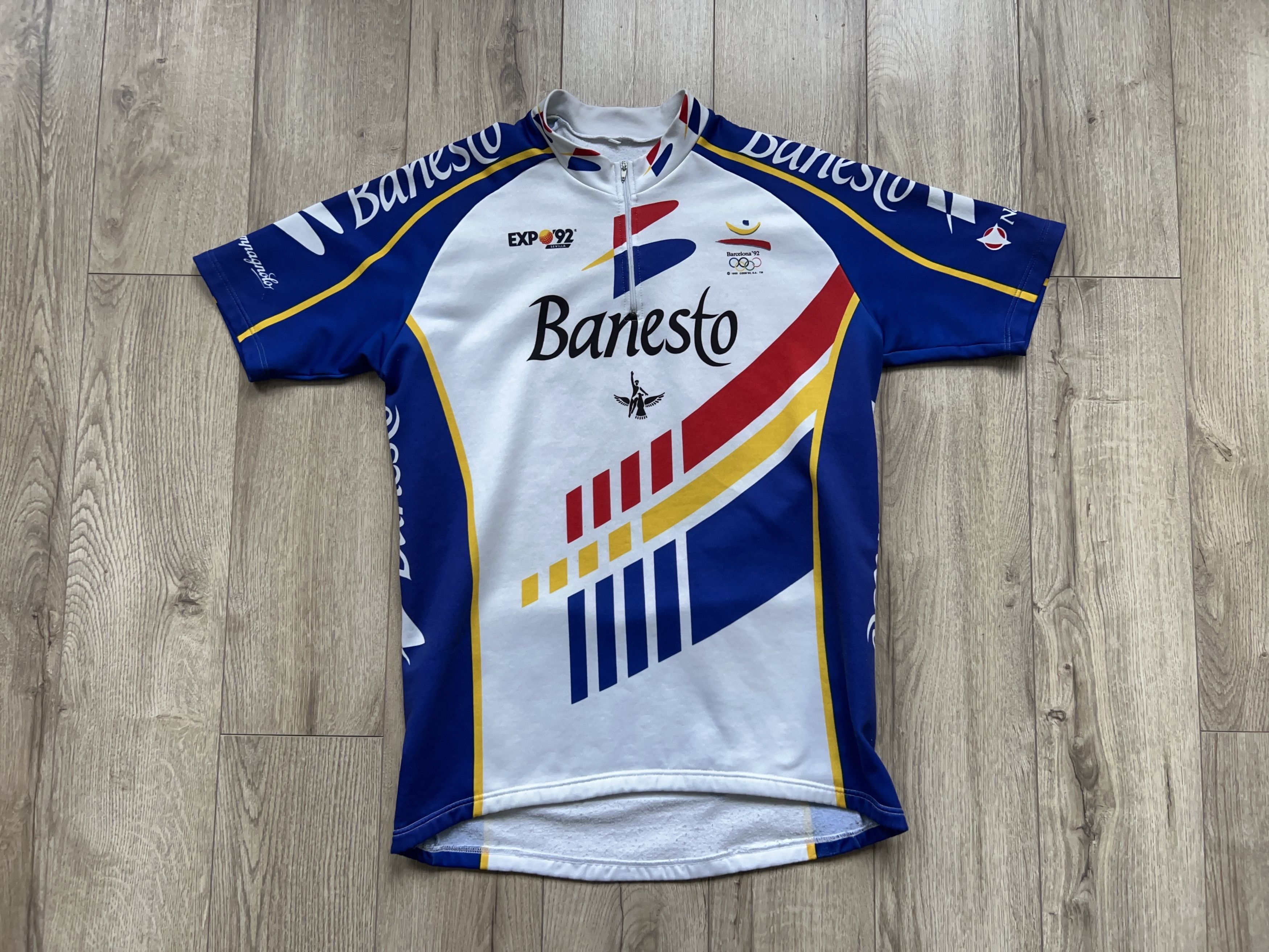 USA Olympics × Vintage 1992 Banesto Barcelona Nalini Compagnolo Cycling Jersey XL Size US XL / EU 56 / 4 - 1 Thumbnail