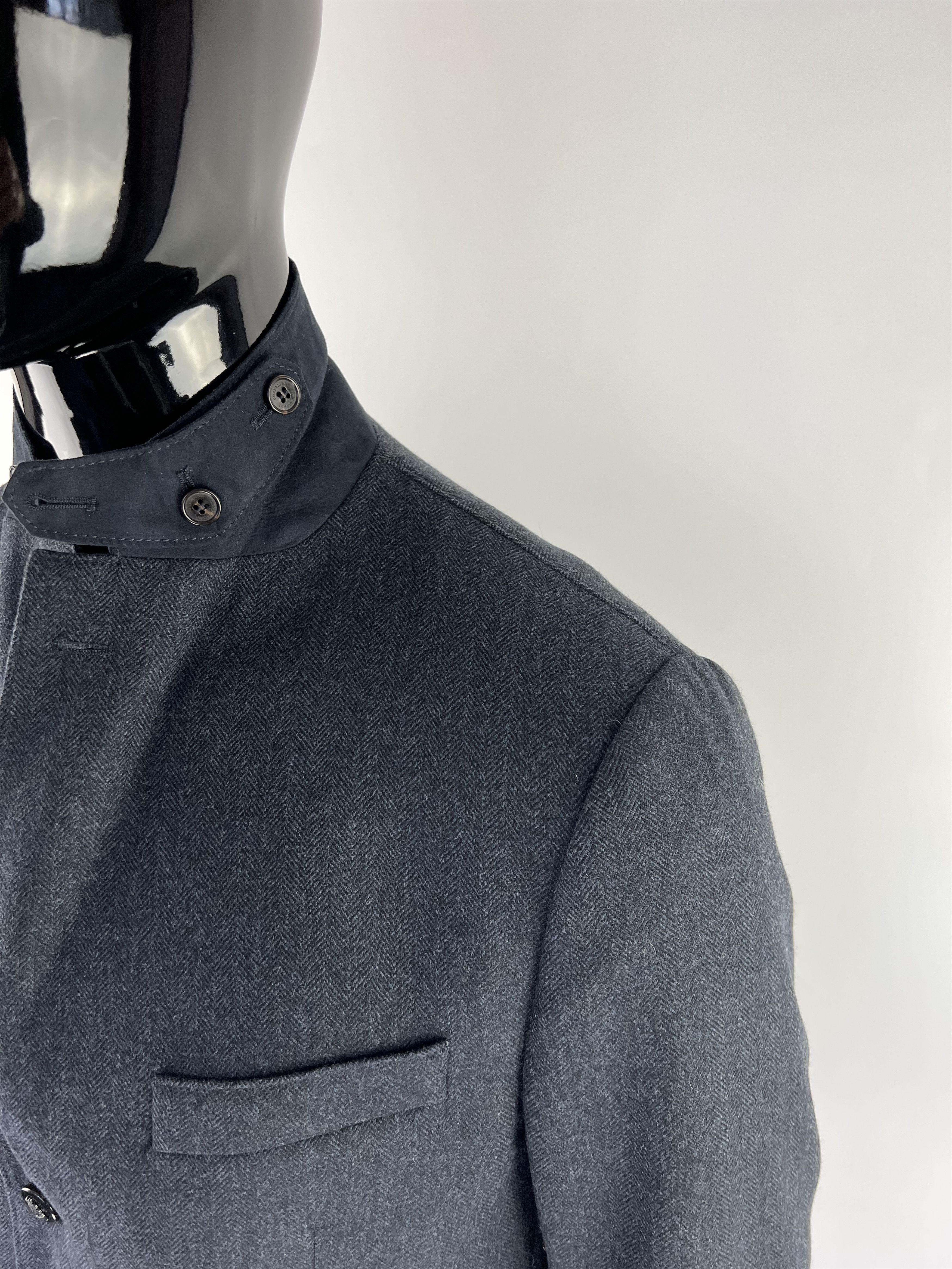Corneliani Corneliani ID Herringbone Wool Cashmere Blazer 54R Size 54R - 8 Thumbnail